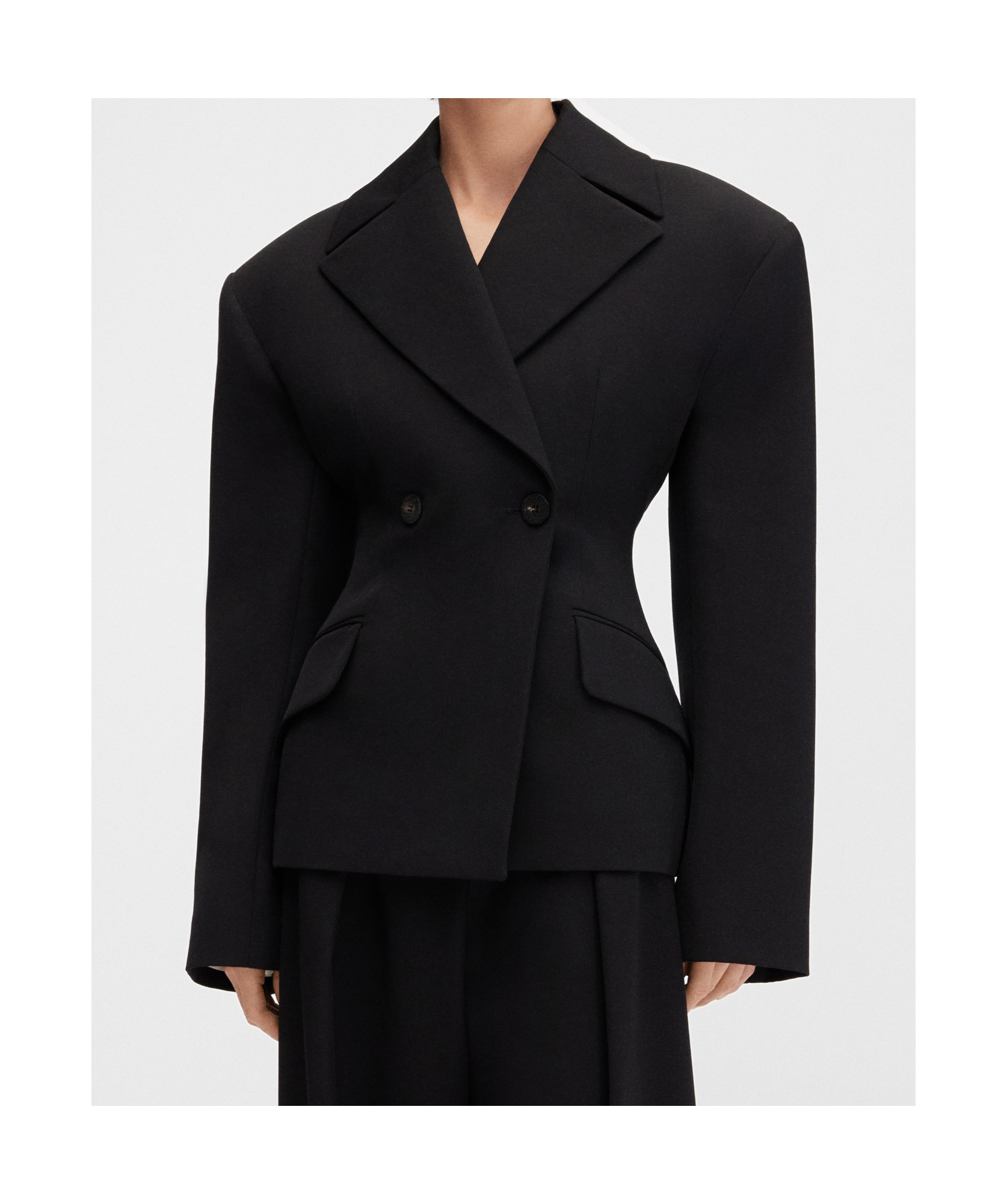 Jacquemus Structured Wool Jacket Exaggerated Shoulders In Black