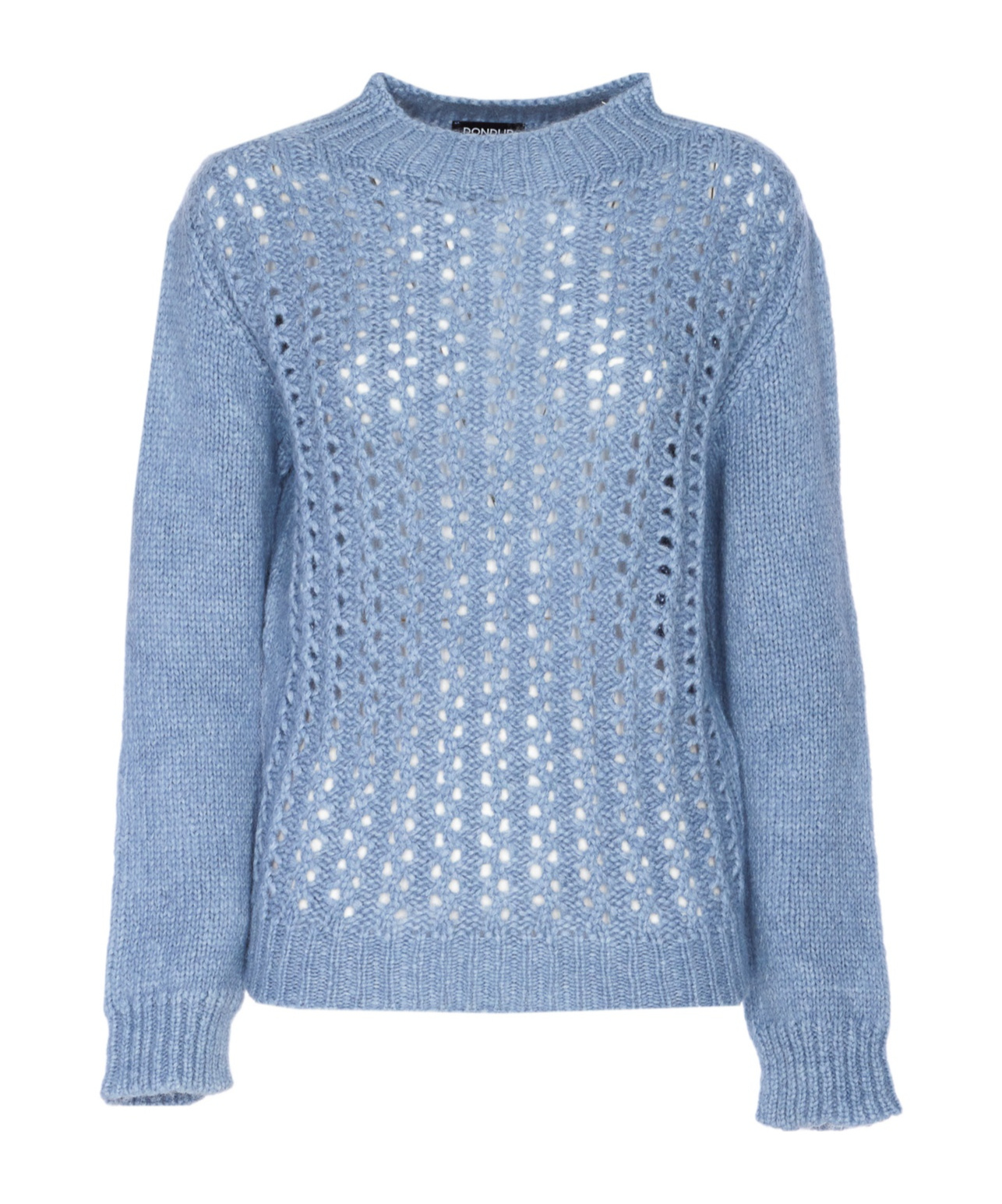 Dondup Mock-neck Embroidered Sweater In Blue