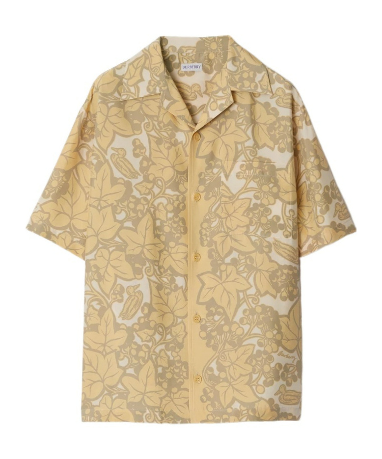 Burberry Beige Print Silk Shirt In Nude