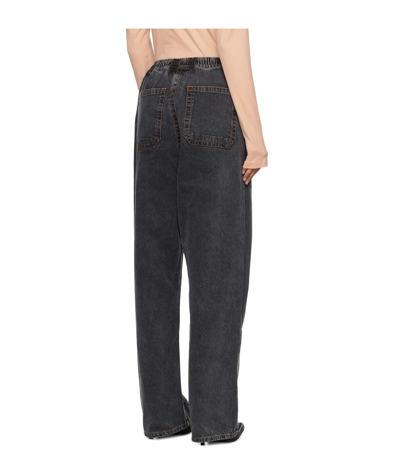Y/project Embroidery Logo Detail Jeans In Black