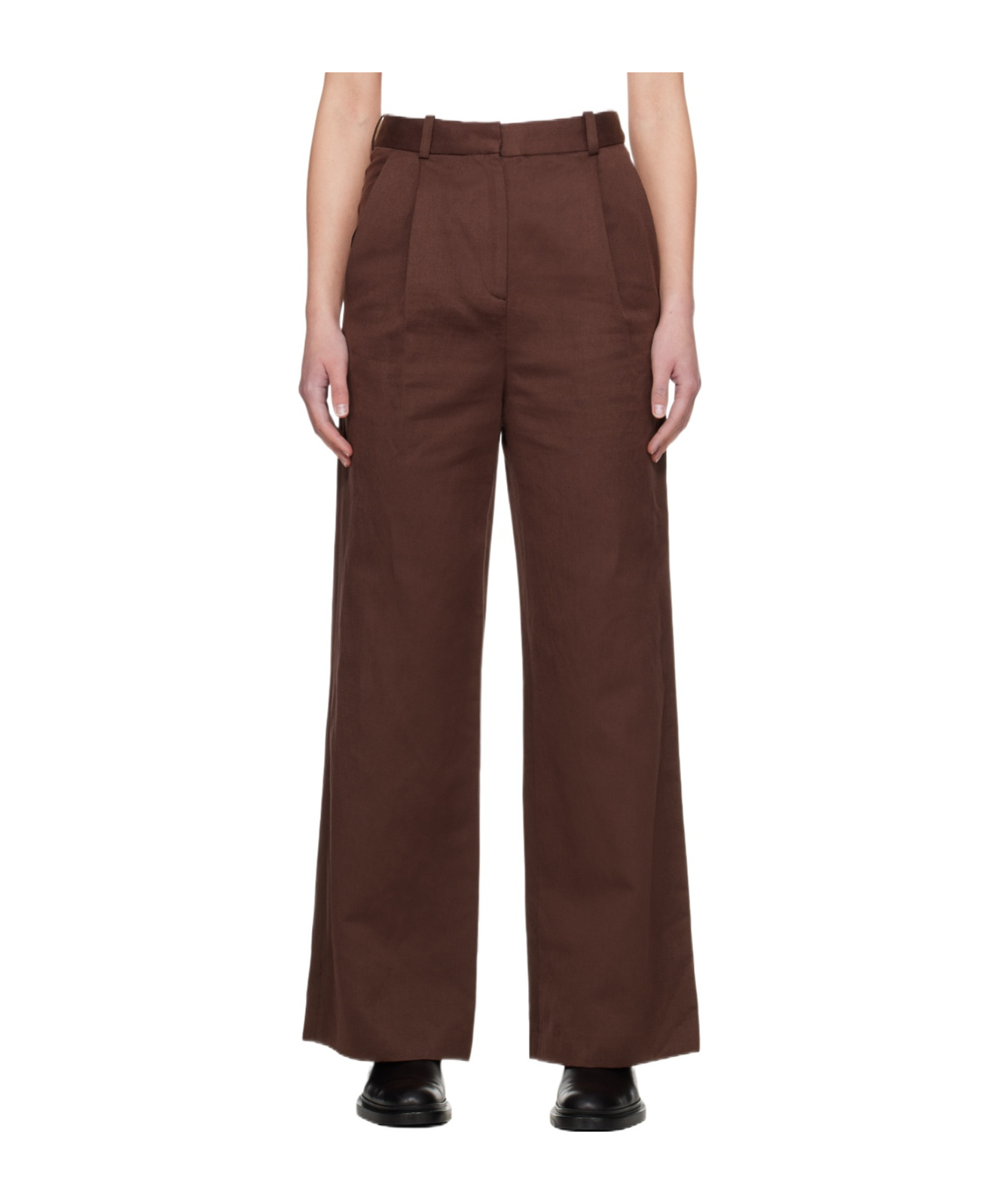 Loulou Studio Belt Ring Casual Pants In Red