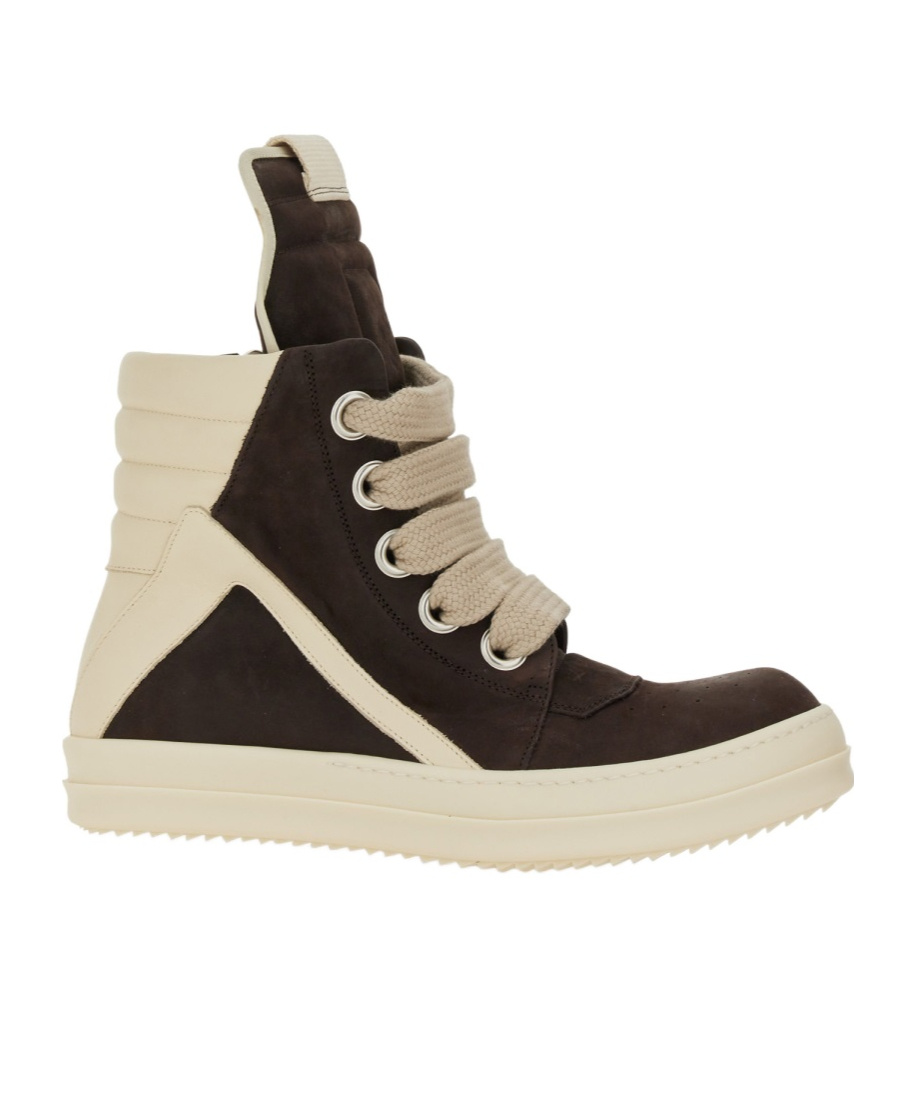 Rick Owens Jumbolace Geobasket Leather Shoes In Brown