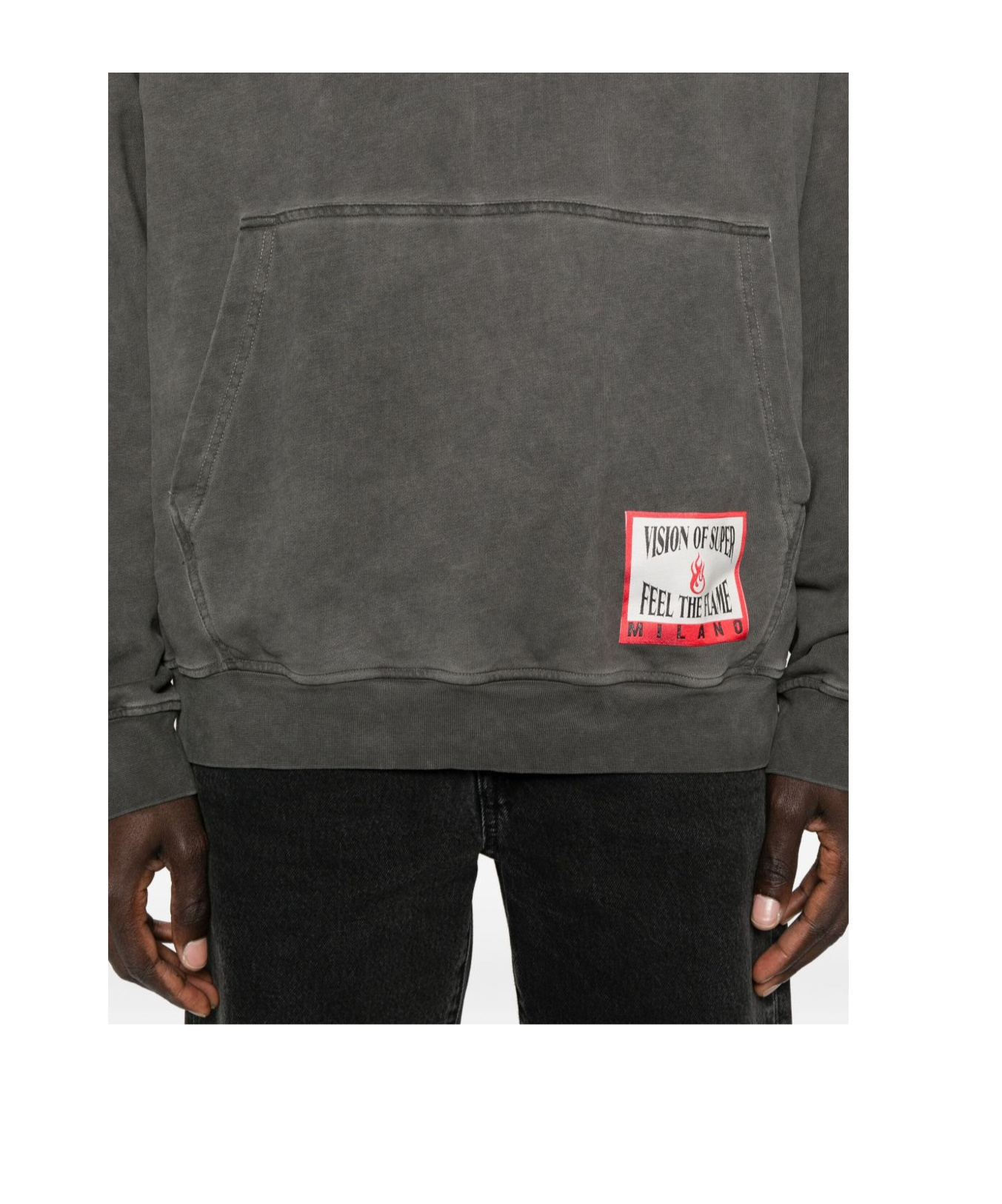 Vision Of Super Washed Gray Hoodie With Front Kangaroo Pocket In Gray