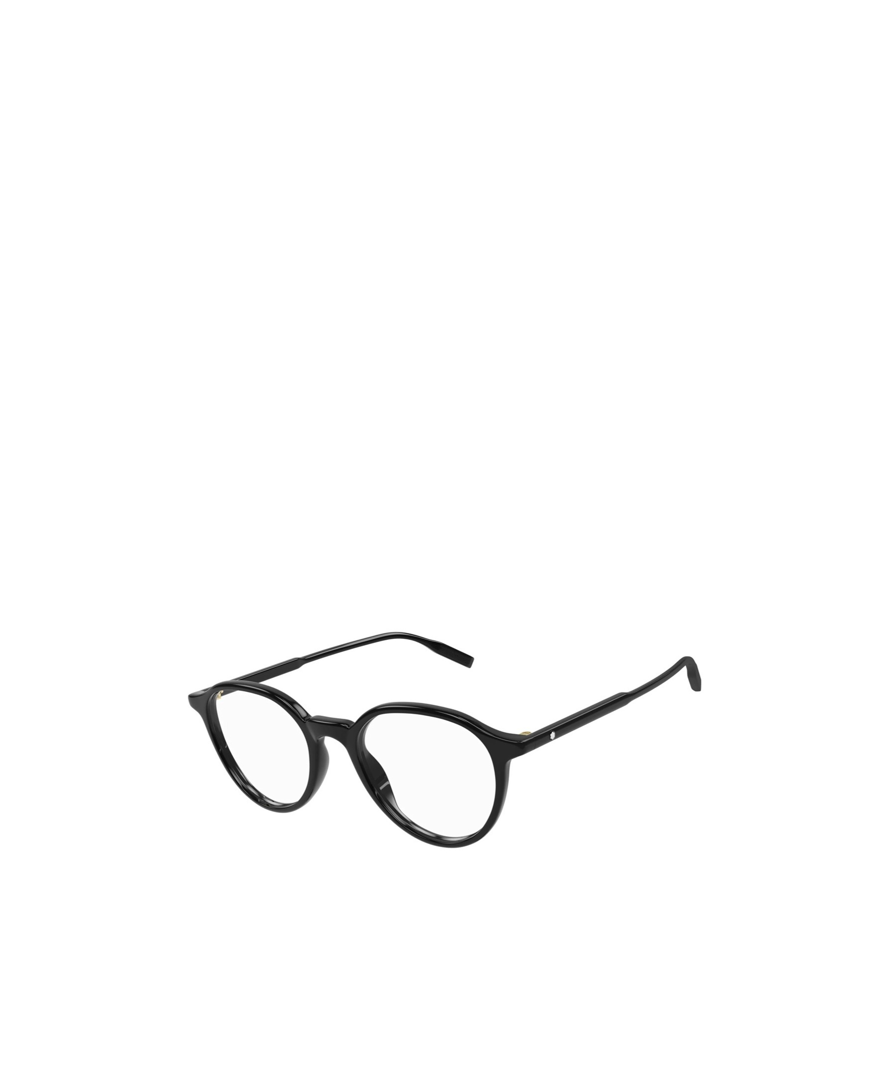 Montblanc Logo-plaque Round-frame Glasses In Black