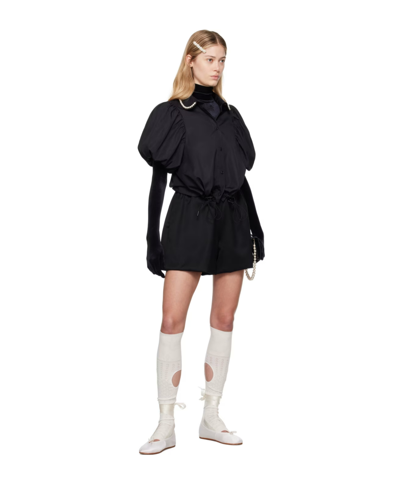 Simone Rocha Black Beaded Shirt In Black
