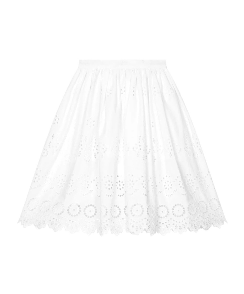 Dolce & Gabbana Broderie-anglaise Cotton Skirt In White