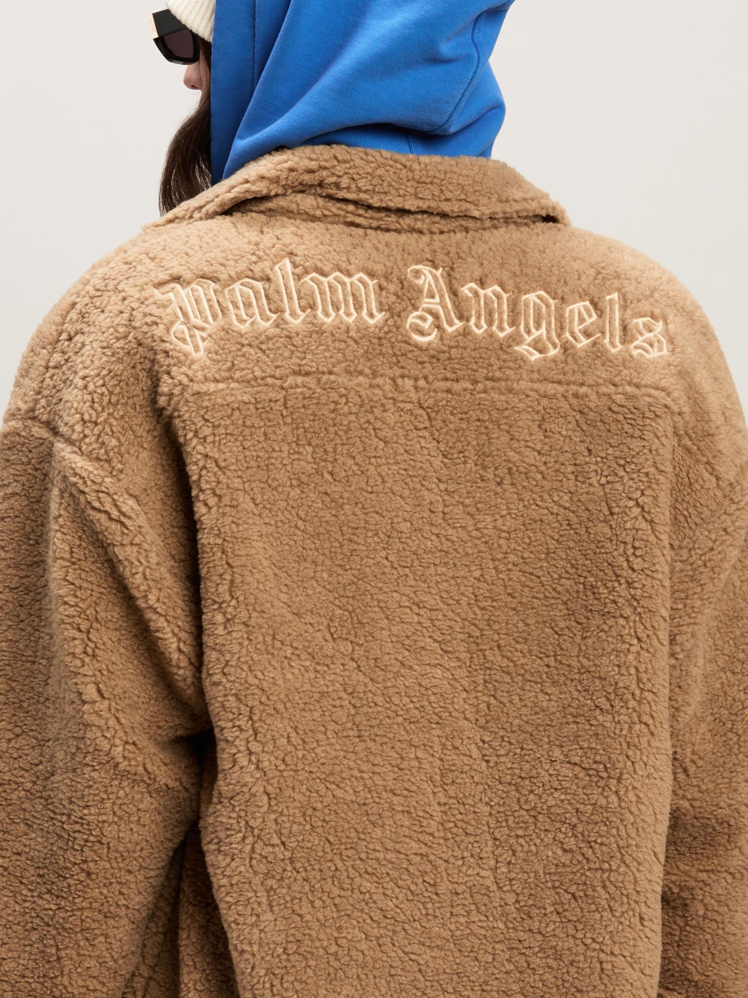Palm Angels Camel Bear In Mind Overshirt In Brown