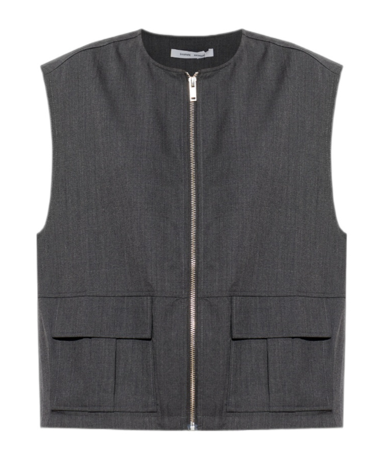 Samsoe & Samsoe Zipper Vest In Gray