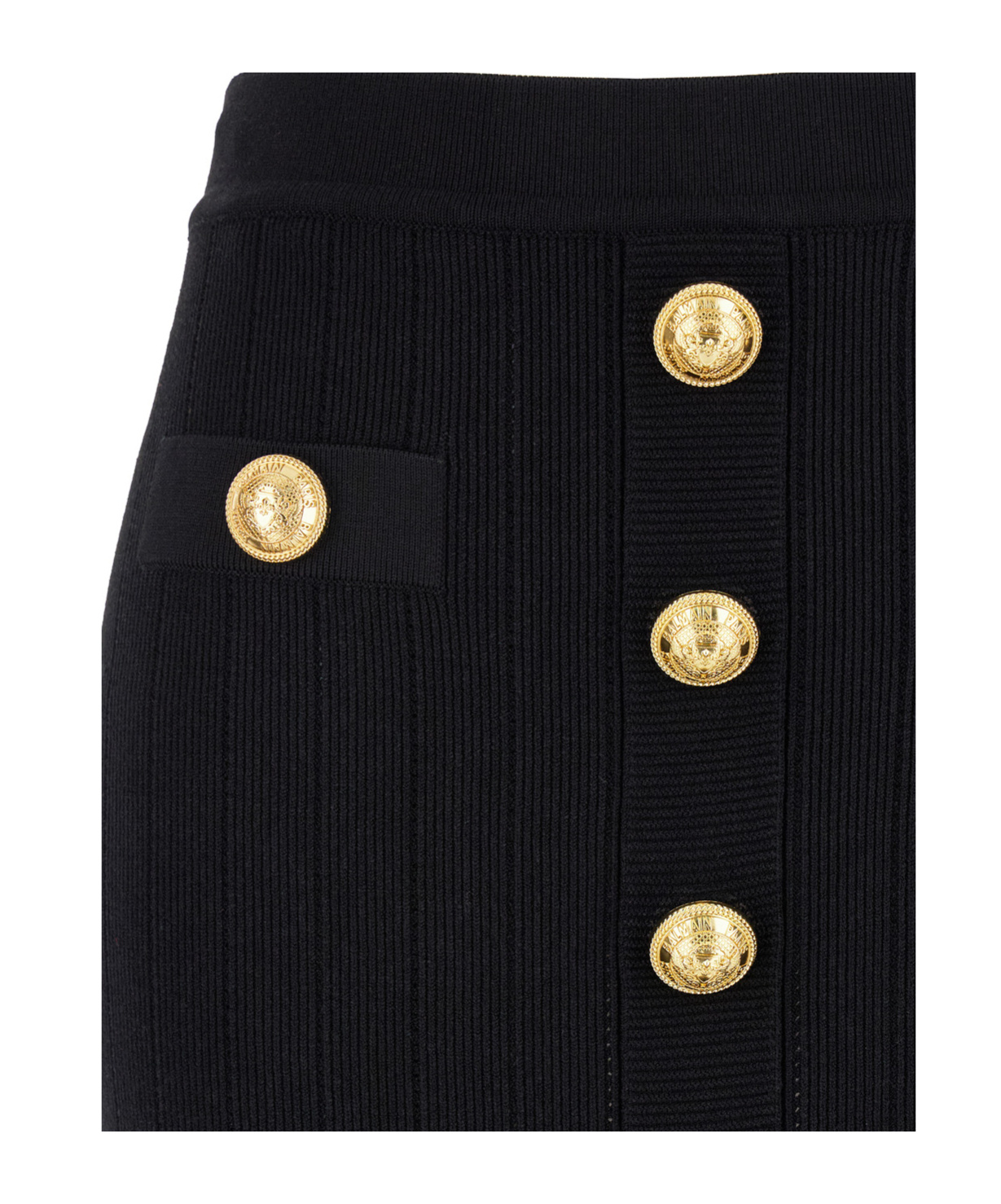 Shop Balmain Knit Skirt With Buttons In Black