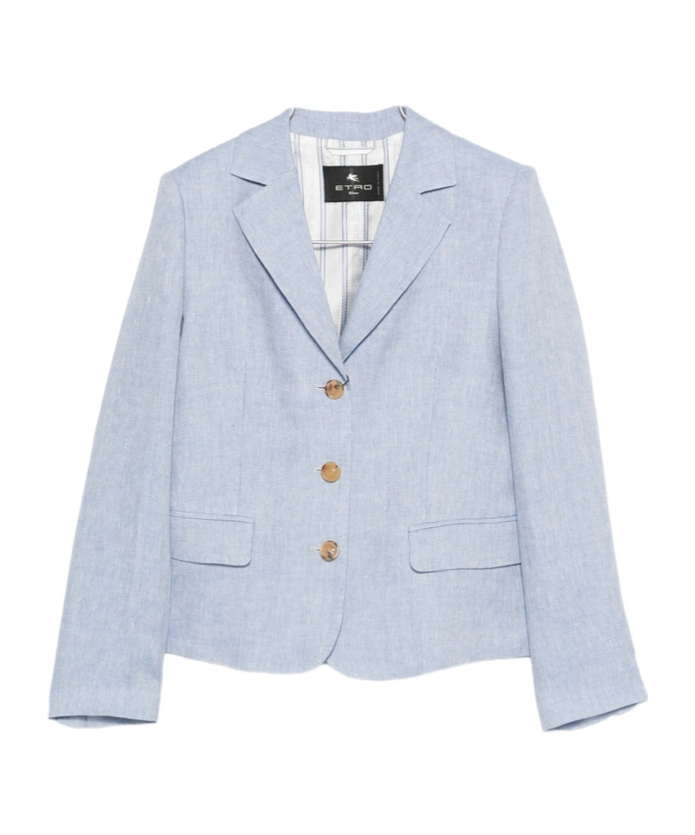 Etro Long-sleeved Suit Jacket In Blue