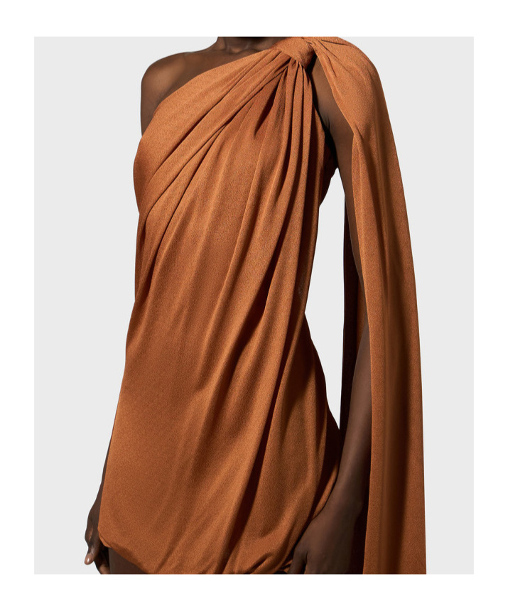 Giuseppe Di Morabito Viscose Draped Ruched Mini Dress In Brown