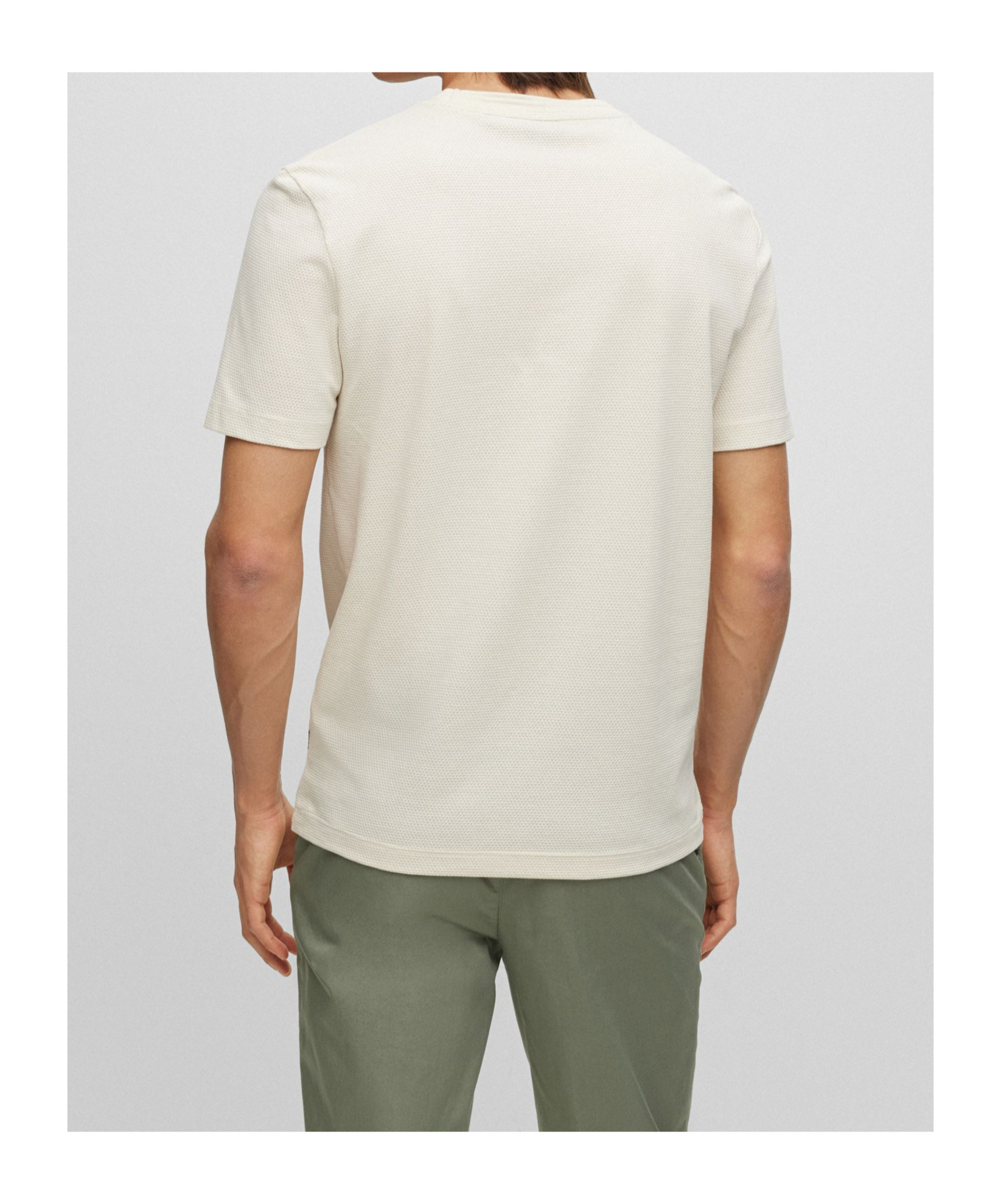 Shop Hugo Boss Logo-tag Bubble-jacquard Cotton T-shirt In White