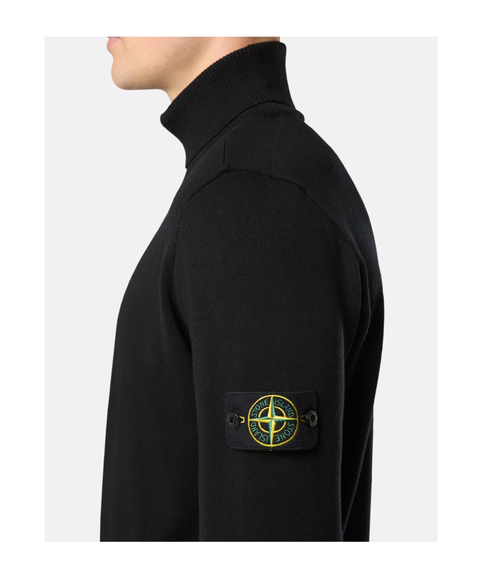 Stone Island Turtleneck Jumper With Finely Ribbed Trims In Black