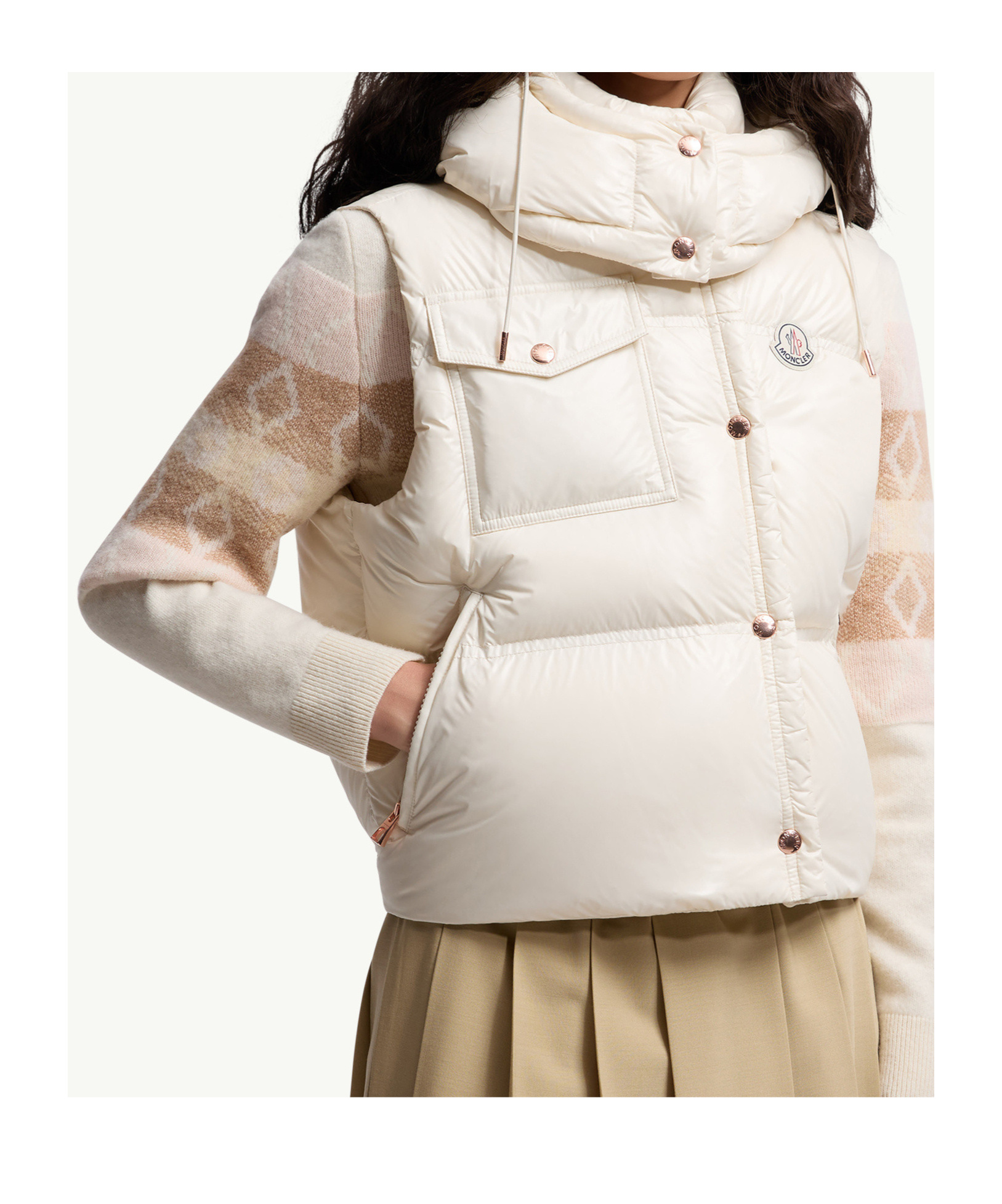 Moncler Pario Sleeveless Down Jacket In Neutral