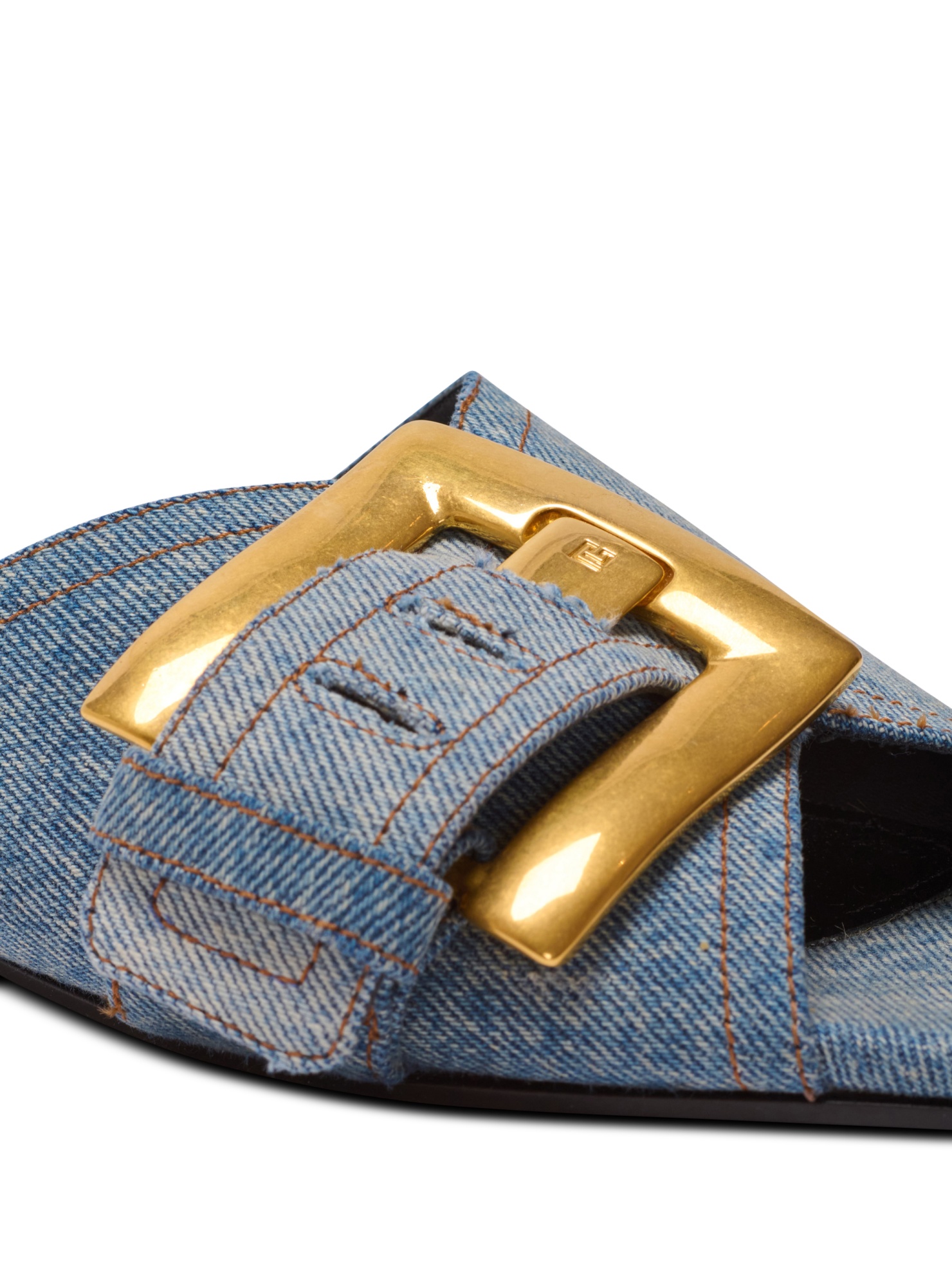 Balmain Anthem Flat Denim Sandals