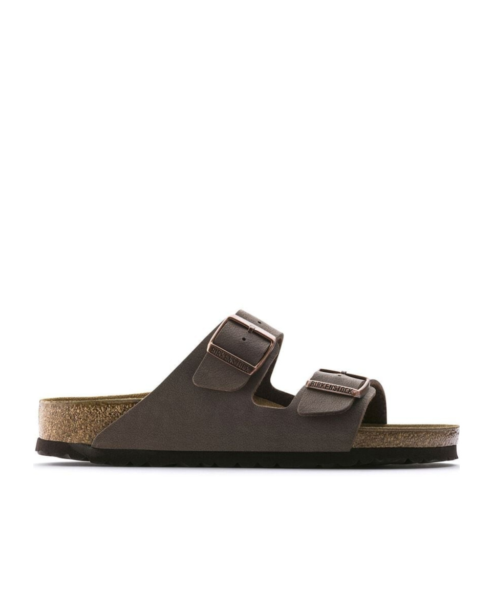 Birkenstock Arizona Birko-flor Nubuck Mocha Slipper - Size S In Black