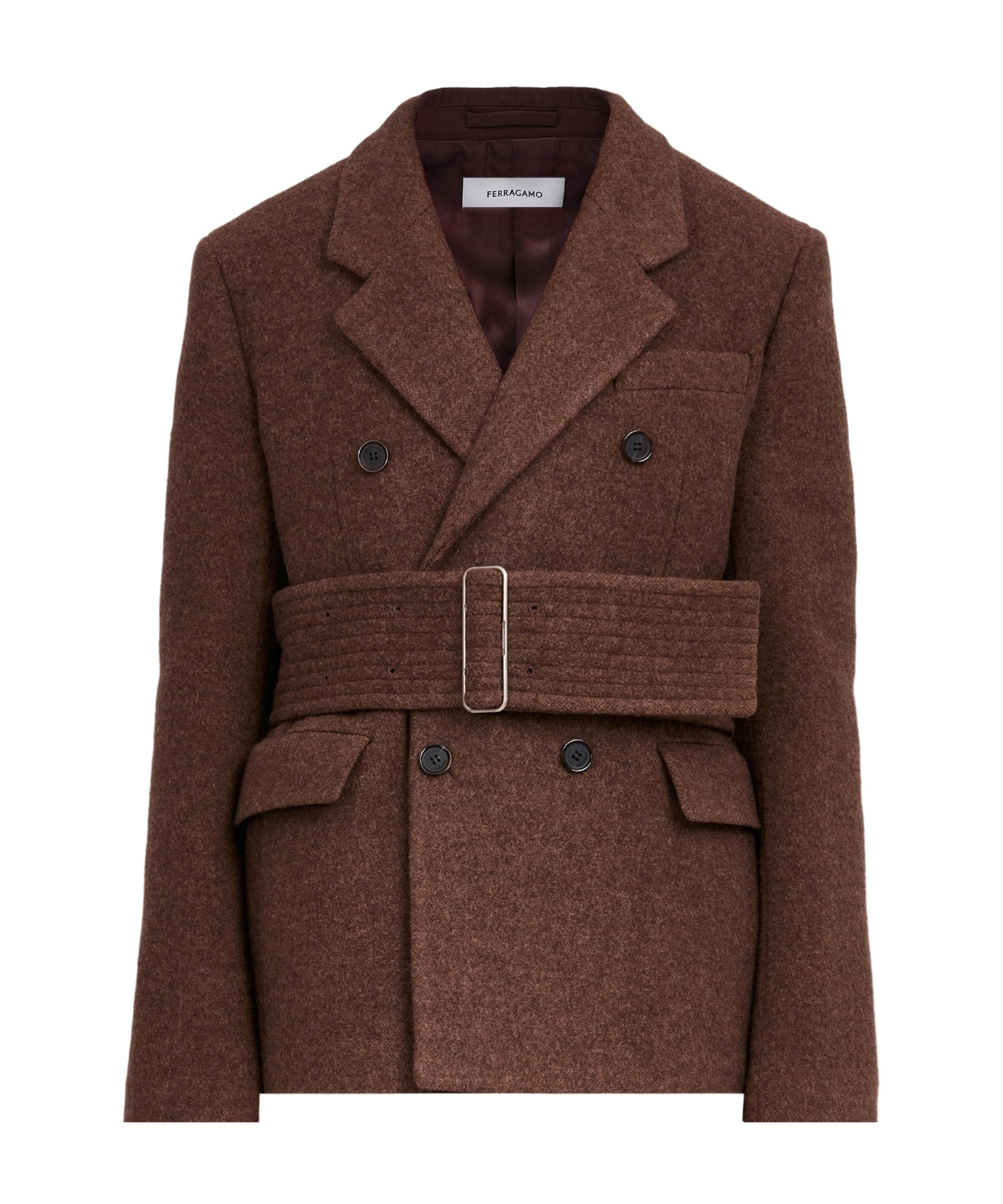 Ferragamo Long-sleeved Coat In Red