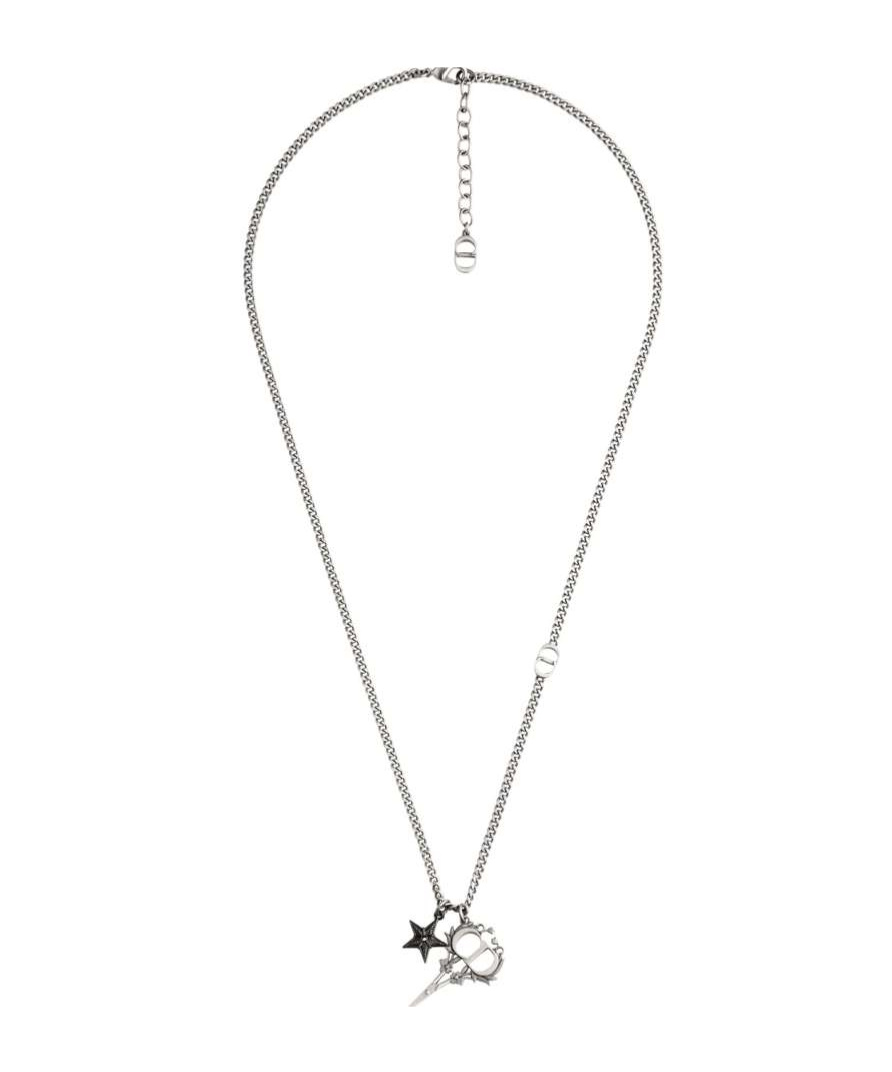 Dior Black Star Pendant Necklace In Metallic