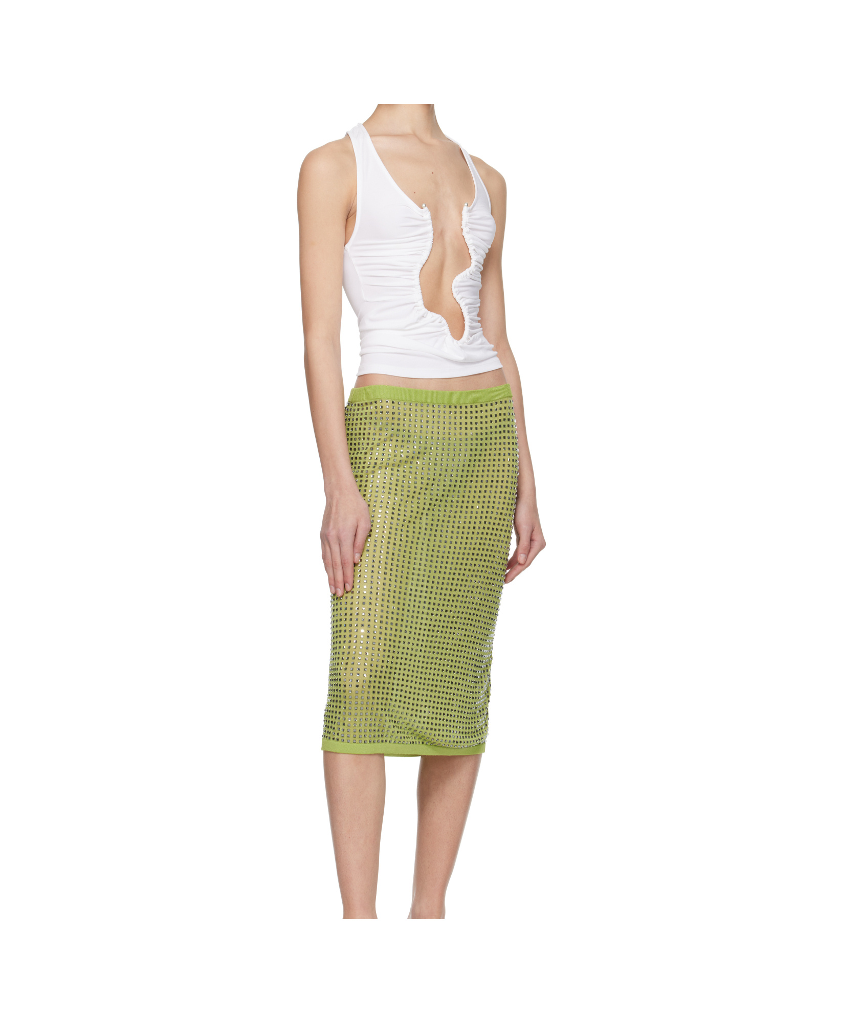 Christopher Esber Salacia Cutout Ruched Tank Top In White