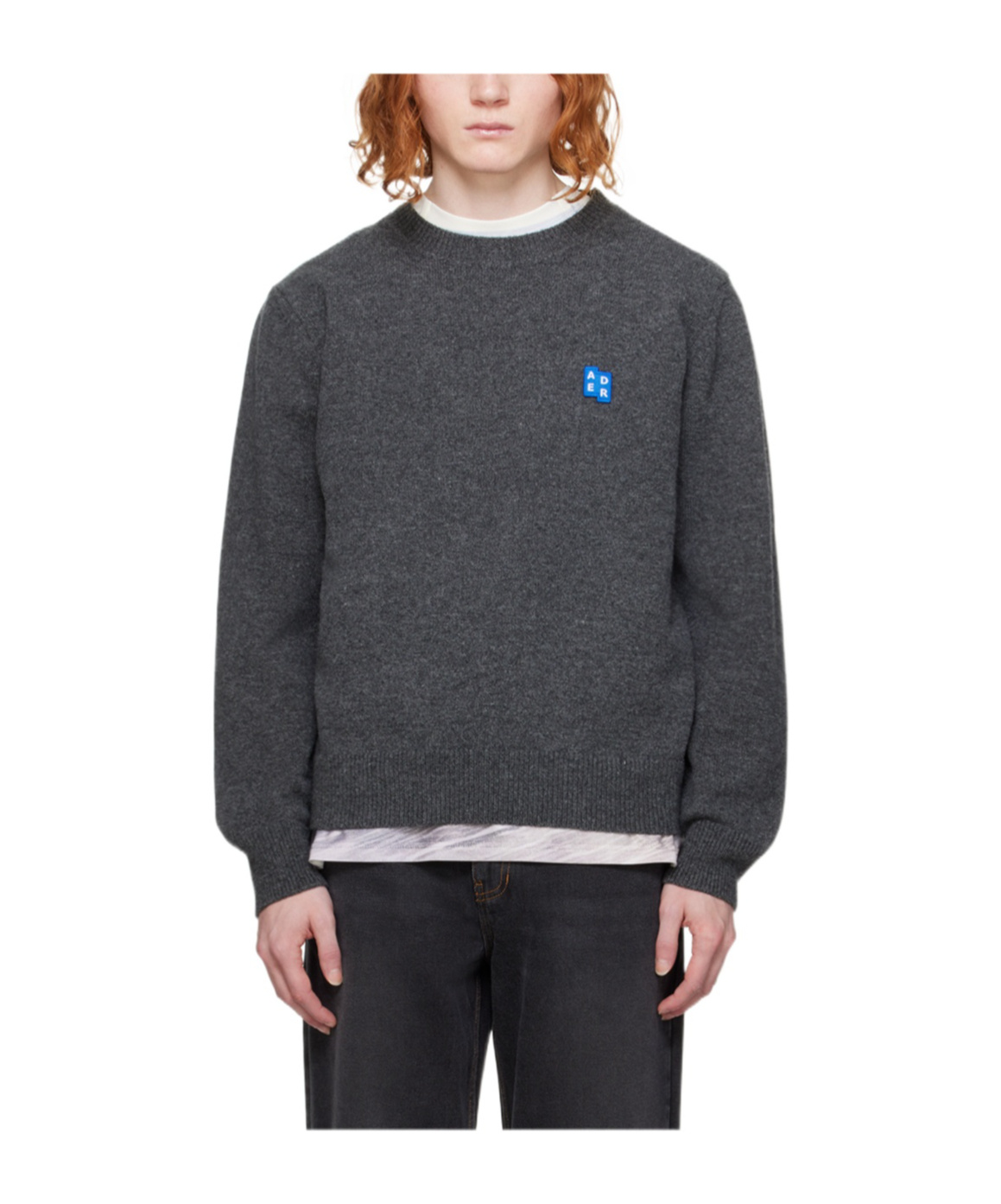 Ader Error Crew Neck Long Sleeve Sweater In Black
