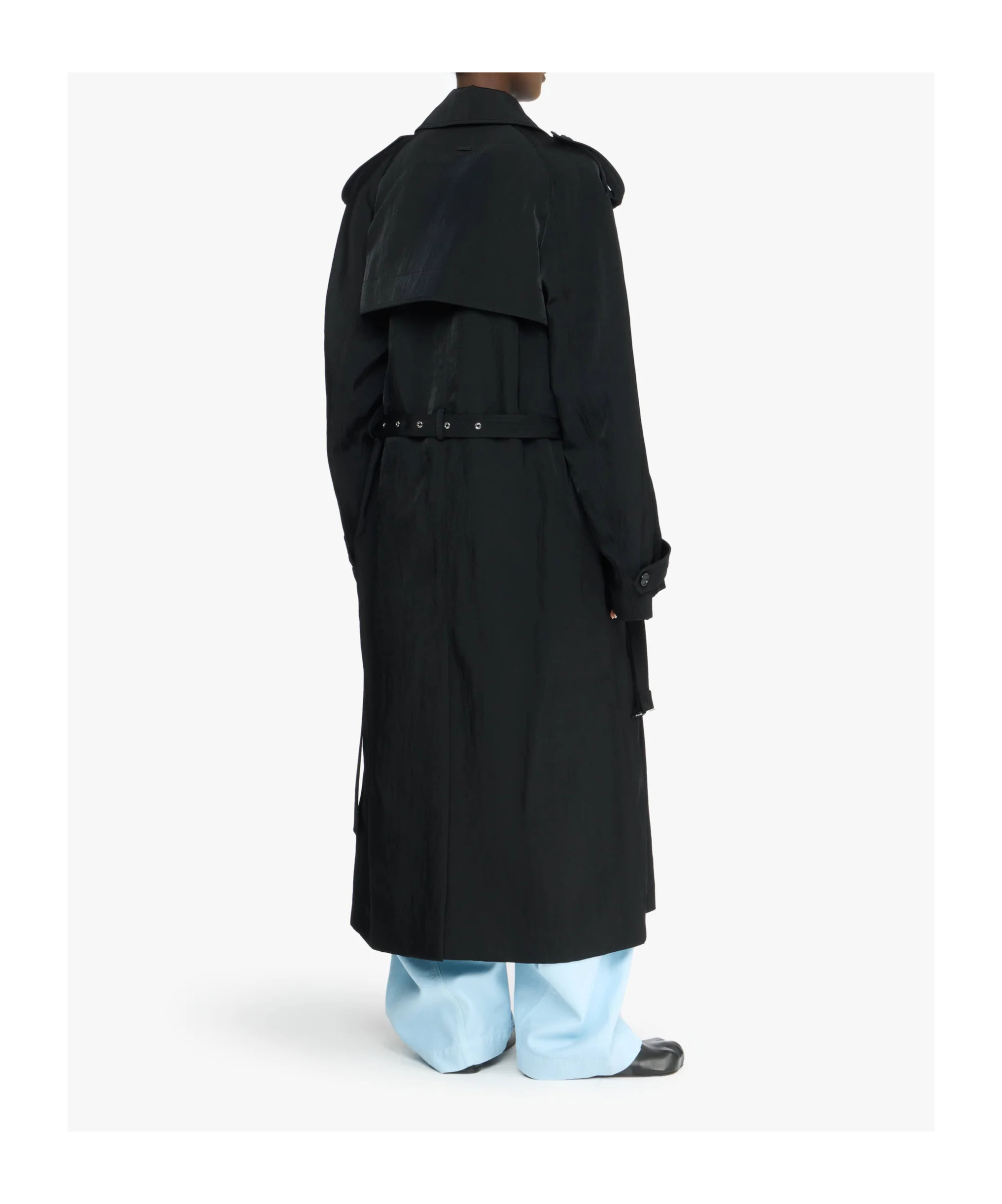 Jw Anderson Belted Double-breasted Coat In Black