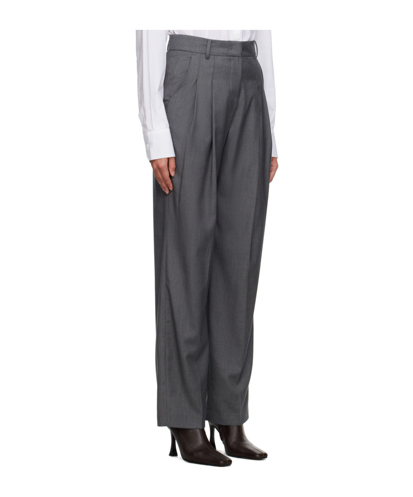 Shop The Frankie Shop Gray Gelso Pleated Trousers