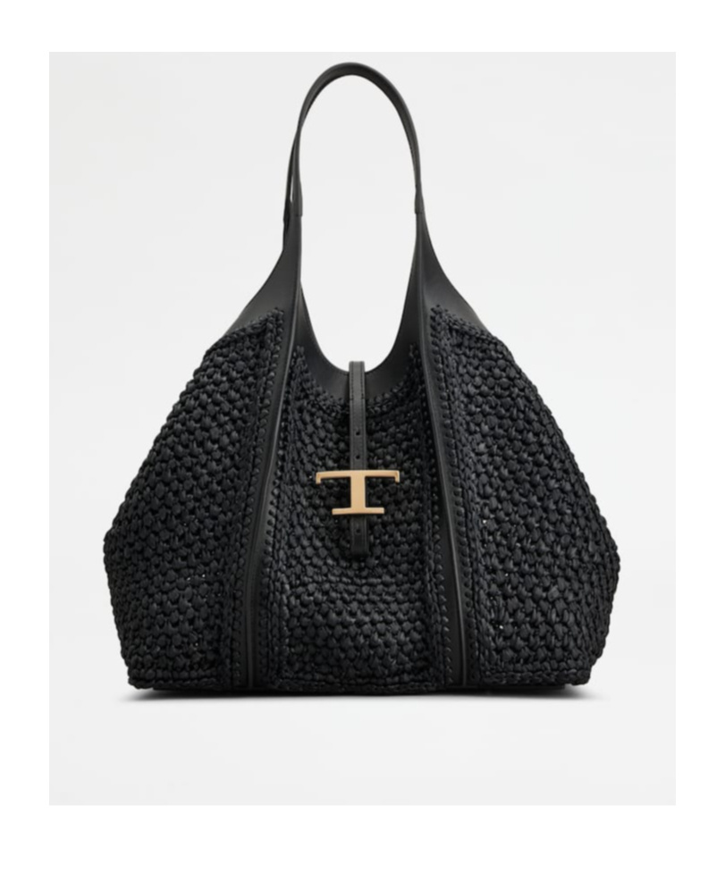 Tod's Medium Rafite Leather Shopping Bag In Black