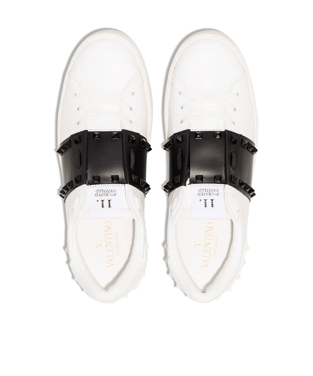 Valentino Calfskin Sneakers With Contrasting Bands And Rubber Studs In Multi