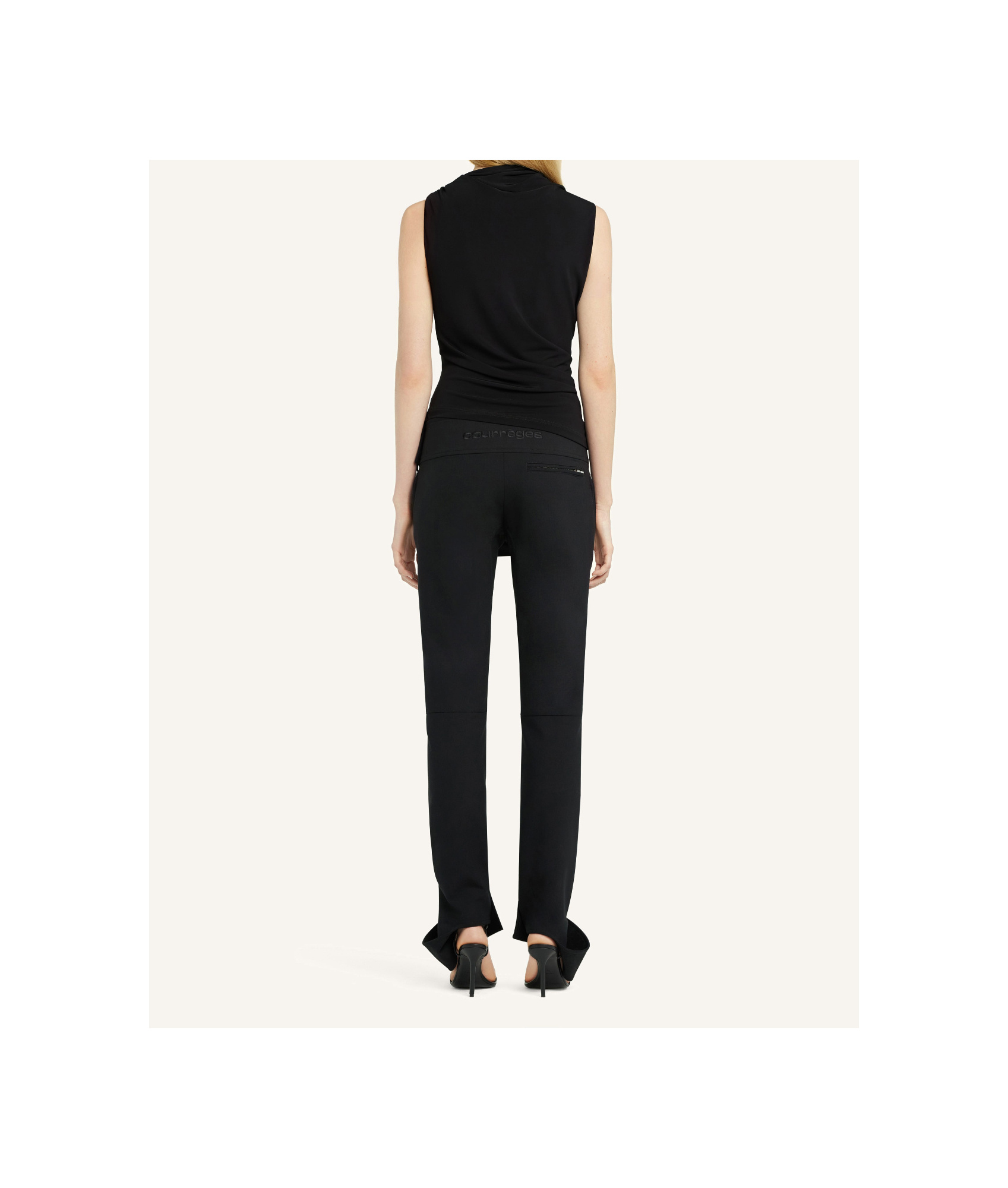 Courrèges Asymmetric Sleeveless Fitted Stretch Top In Black