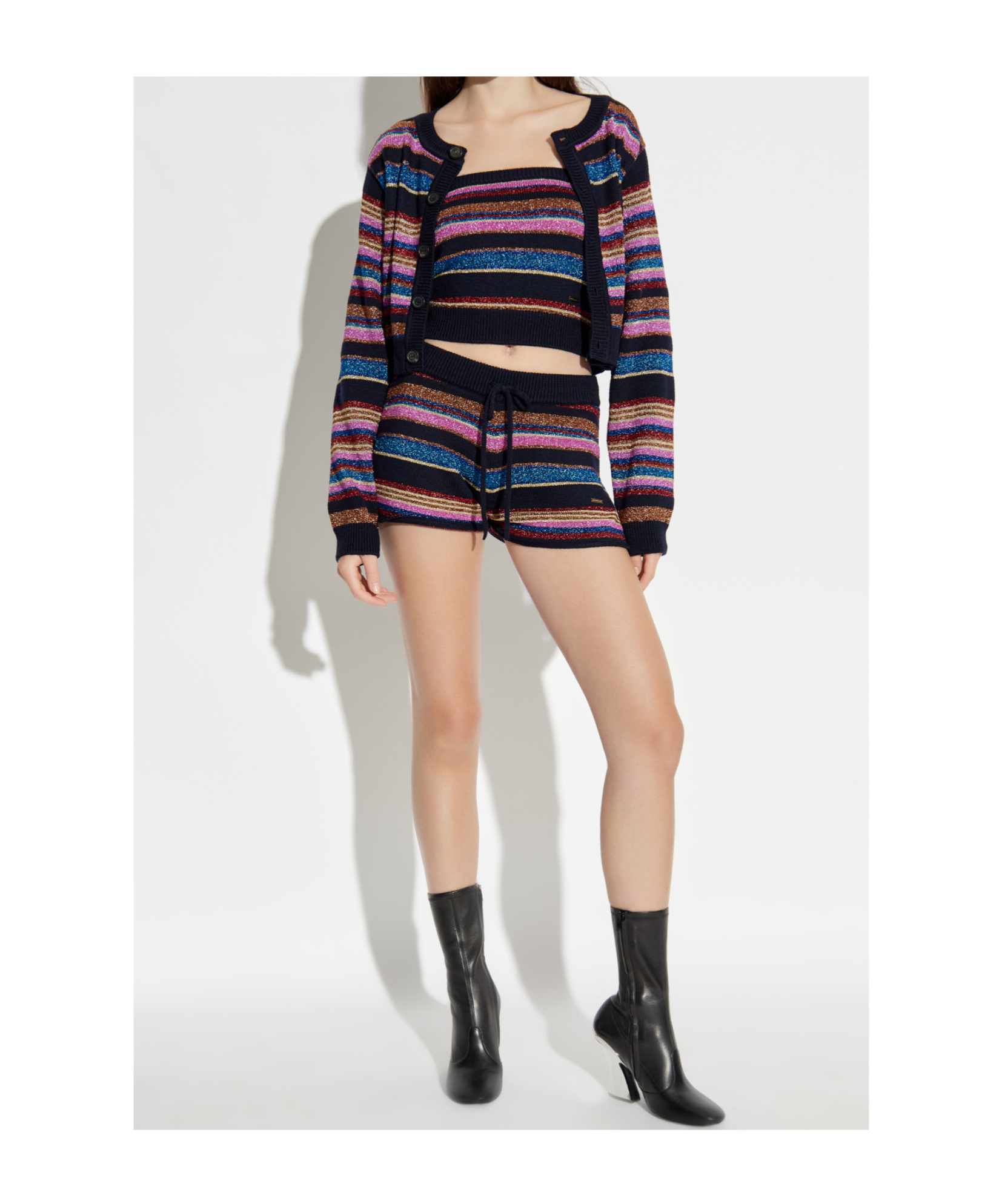 Dsquared2 Striped Button-up Cardigan In Black