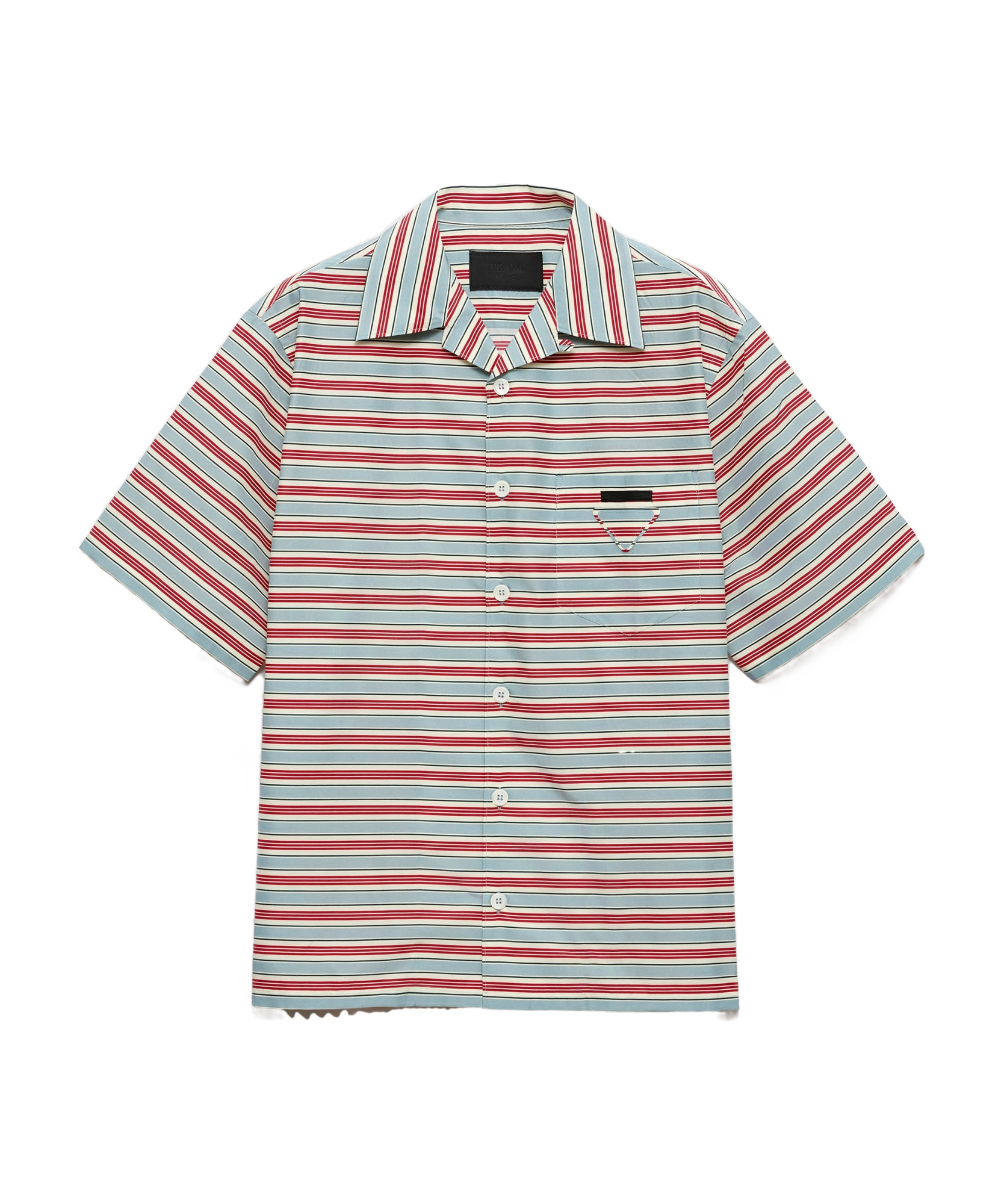 Prada Embroidered Chest Pocket Cotton Blend Shirt In Multi
