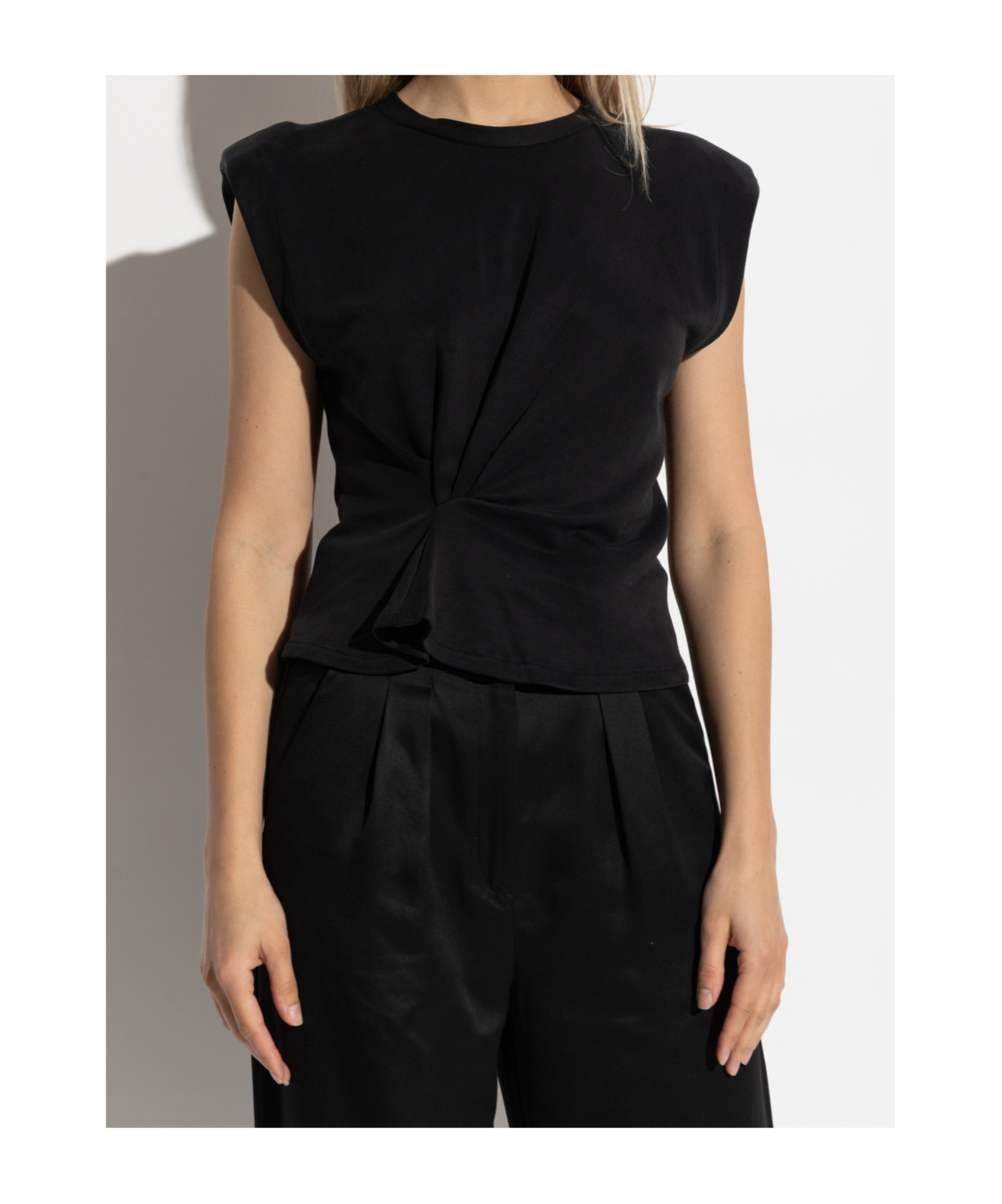 Iro Twisted-detail Cap-sleeve Top In Black