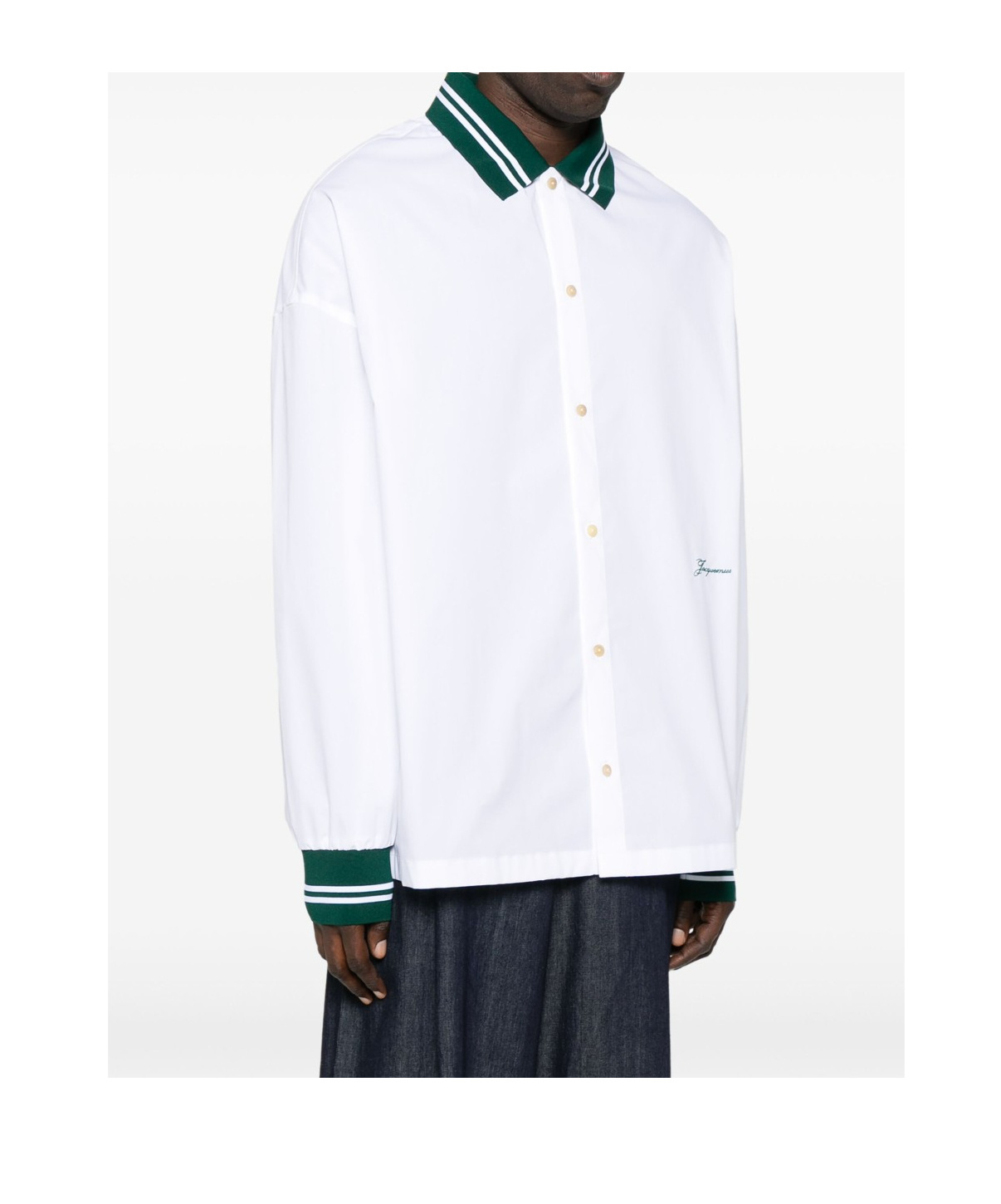 Jacquemus La Chemise Baseball White Shirt With Embroidered Logo On The Front In Cotton Man In White