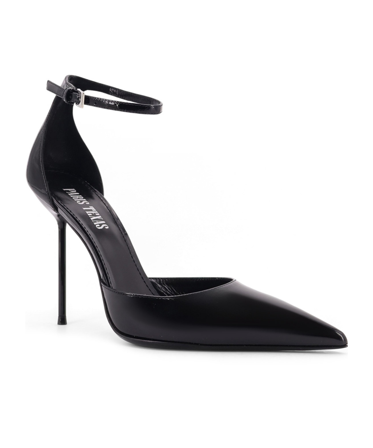 Paris Texas Arrow Toe Heeled Shoes With Delicate Ankle Strap In Black