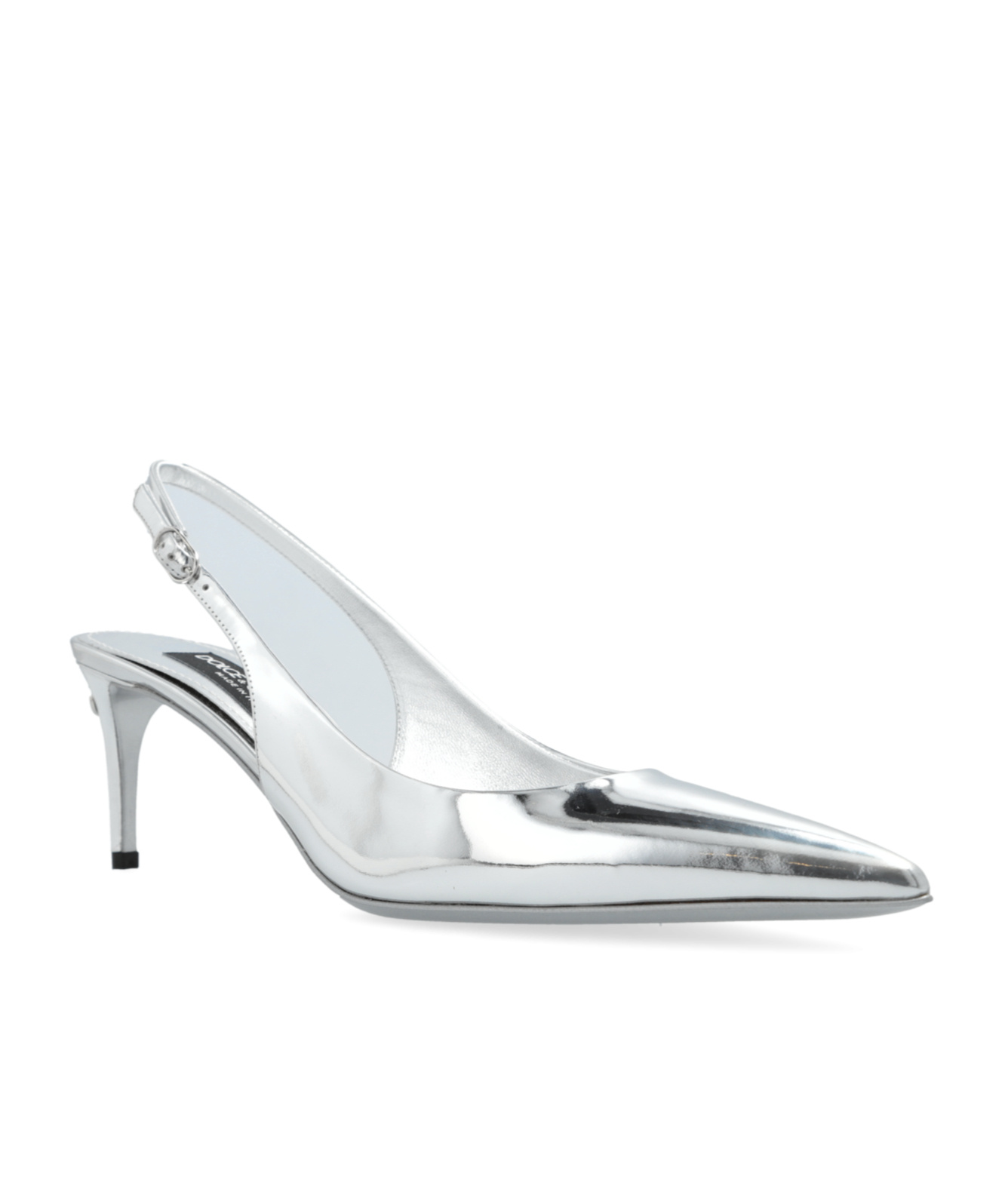 Dolce & Gabbana 60 Mirrored Leather Slingback Pumps In White