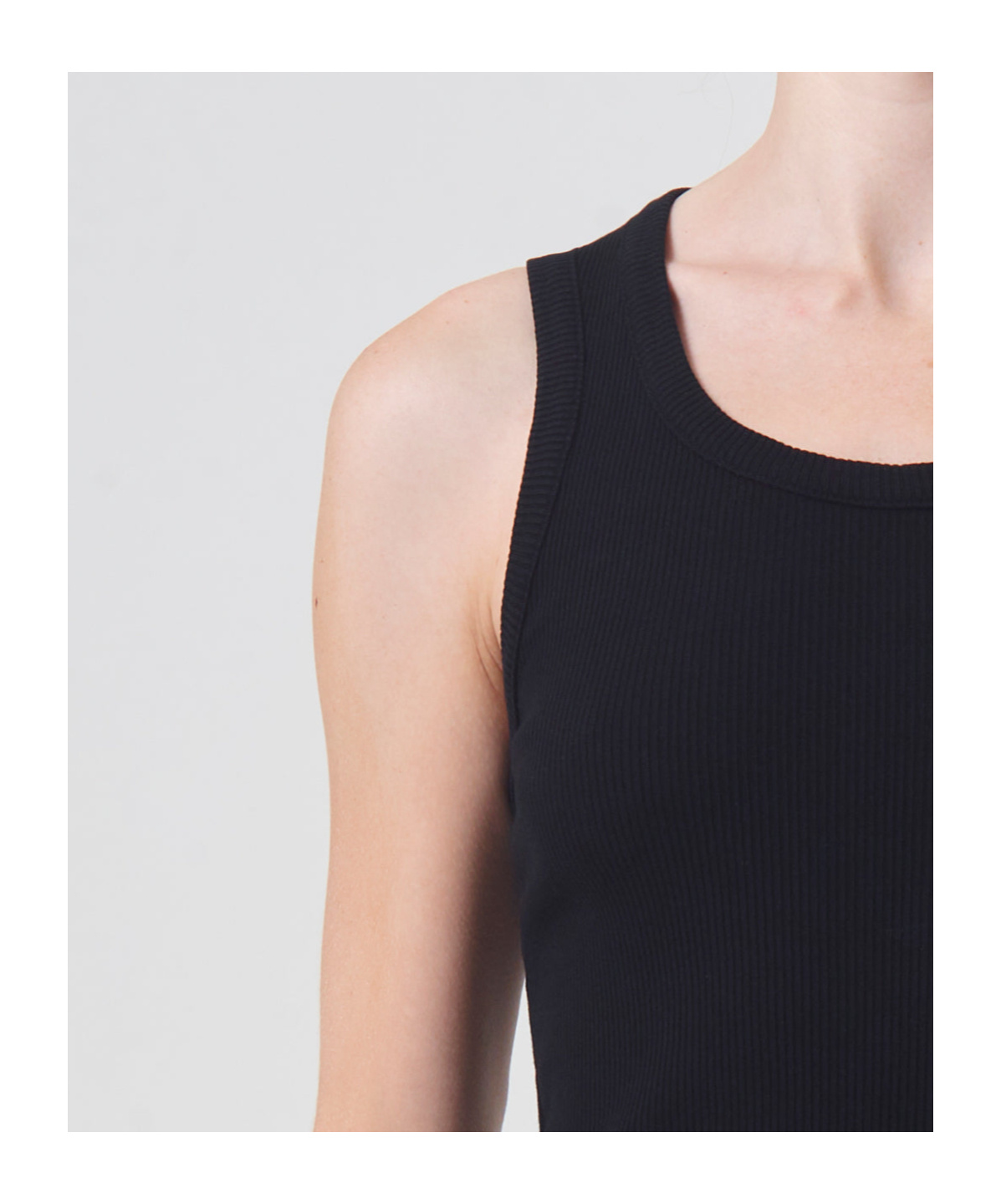 Agolde Poppy Ribbed Tank Top In Black