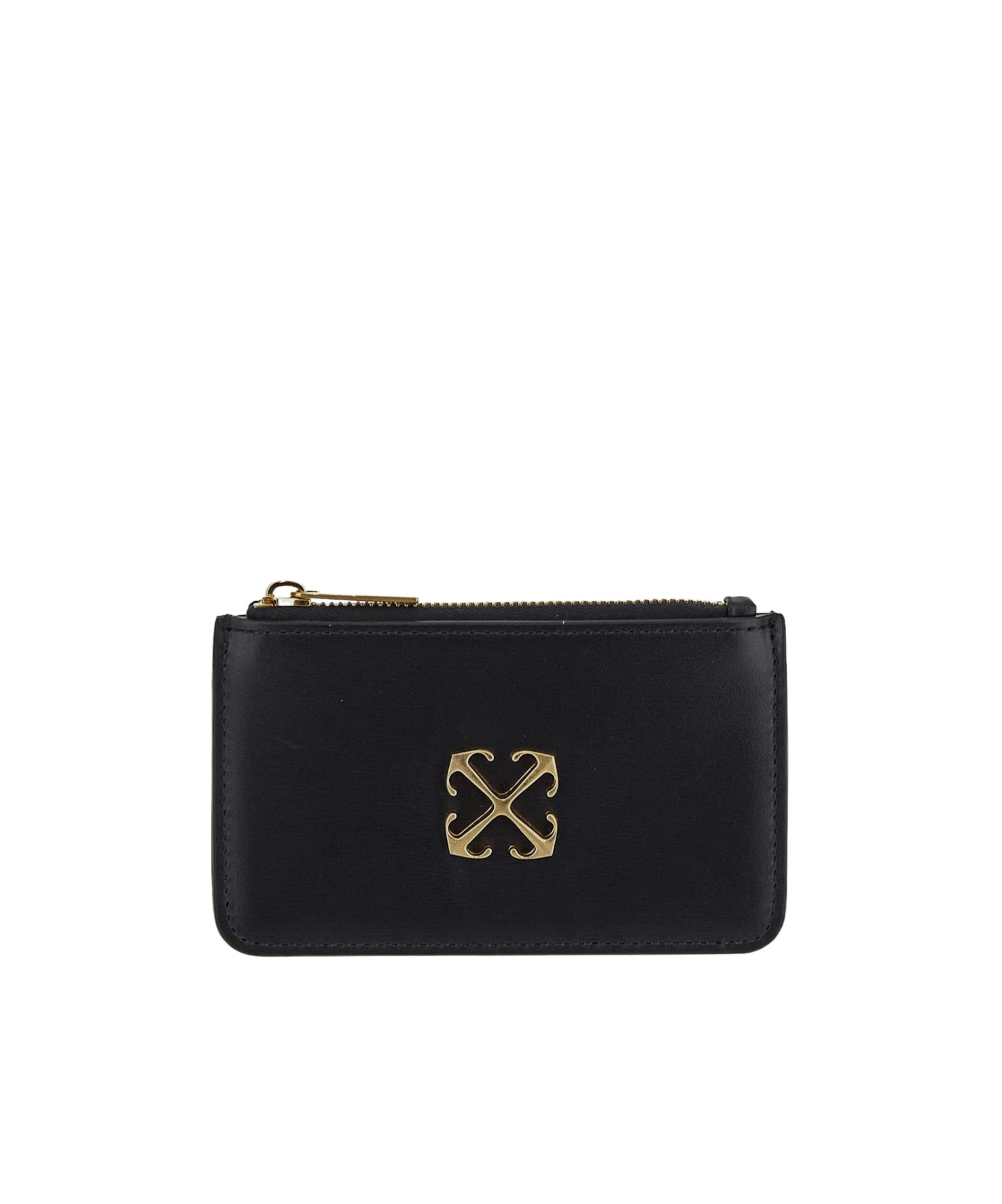 Off-white Jitney Arrows-plaque Leather Wallet In Black