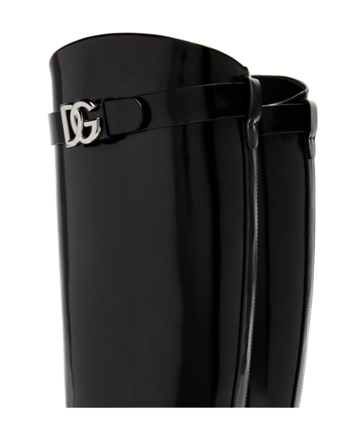 Dolce & Gabbana Logo-plaque Equestrian Boots In Black