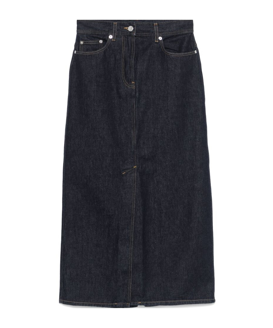 Shop Loulou Studio Denim Skirt In Black
