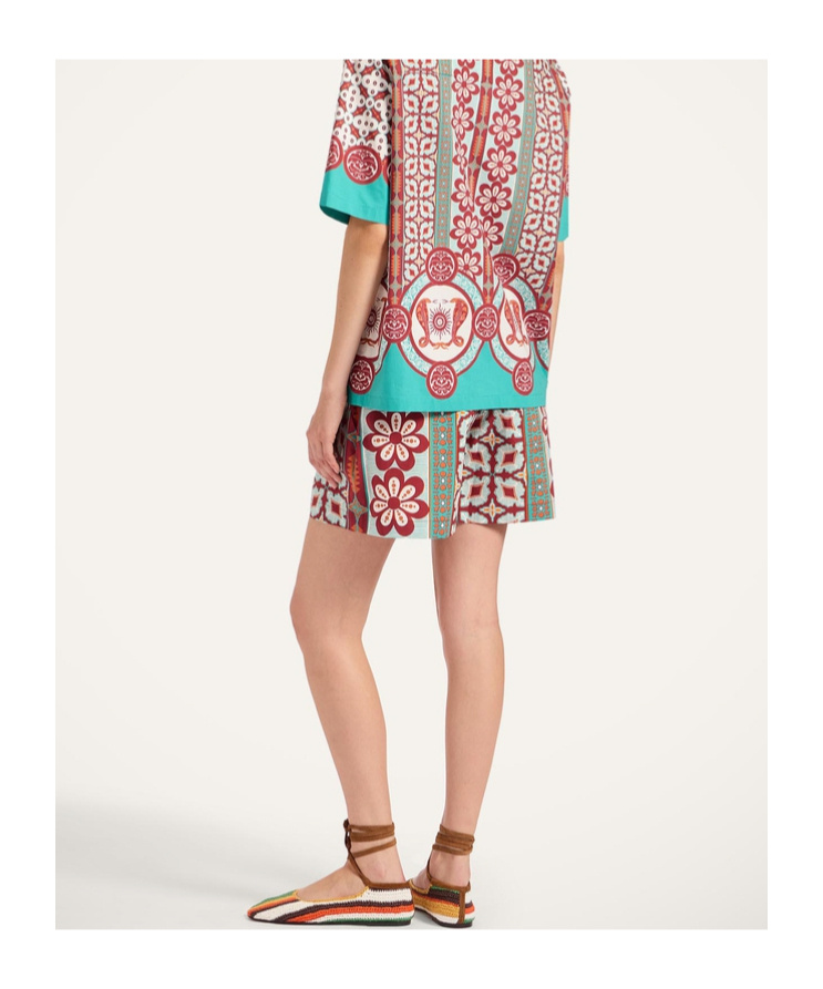La Doublej Printed Cotton Shorts In Multi