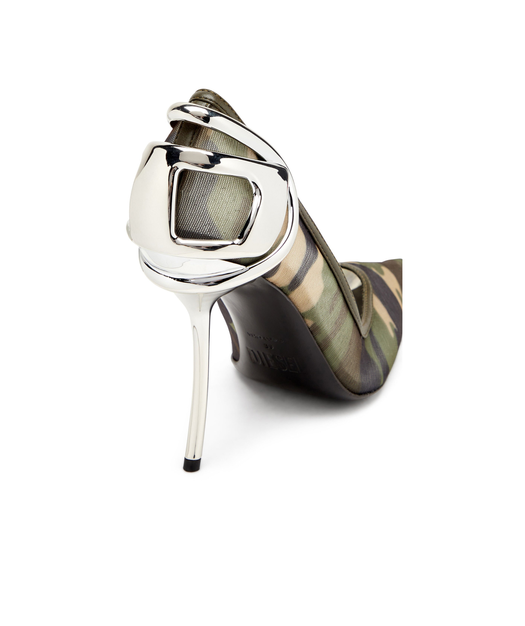 Diesel D-ten & Half-camo-mesh Pumps With Curved Heel