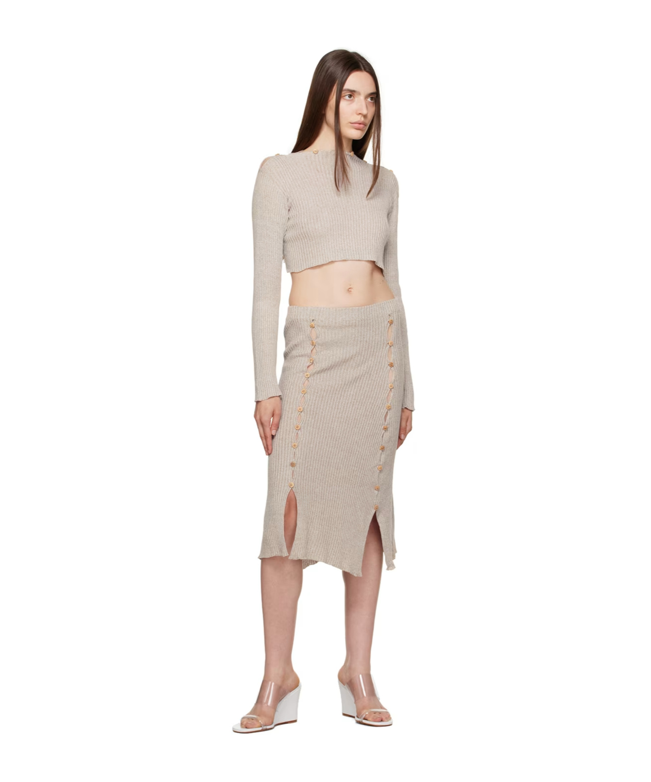 Baserange Birgi Long-sleeved Sweater In Nude