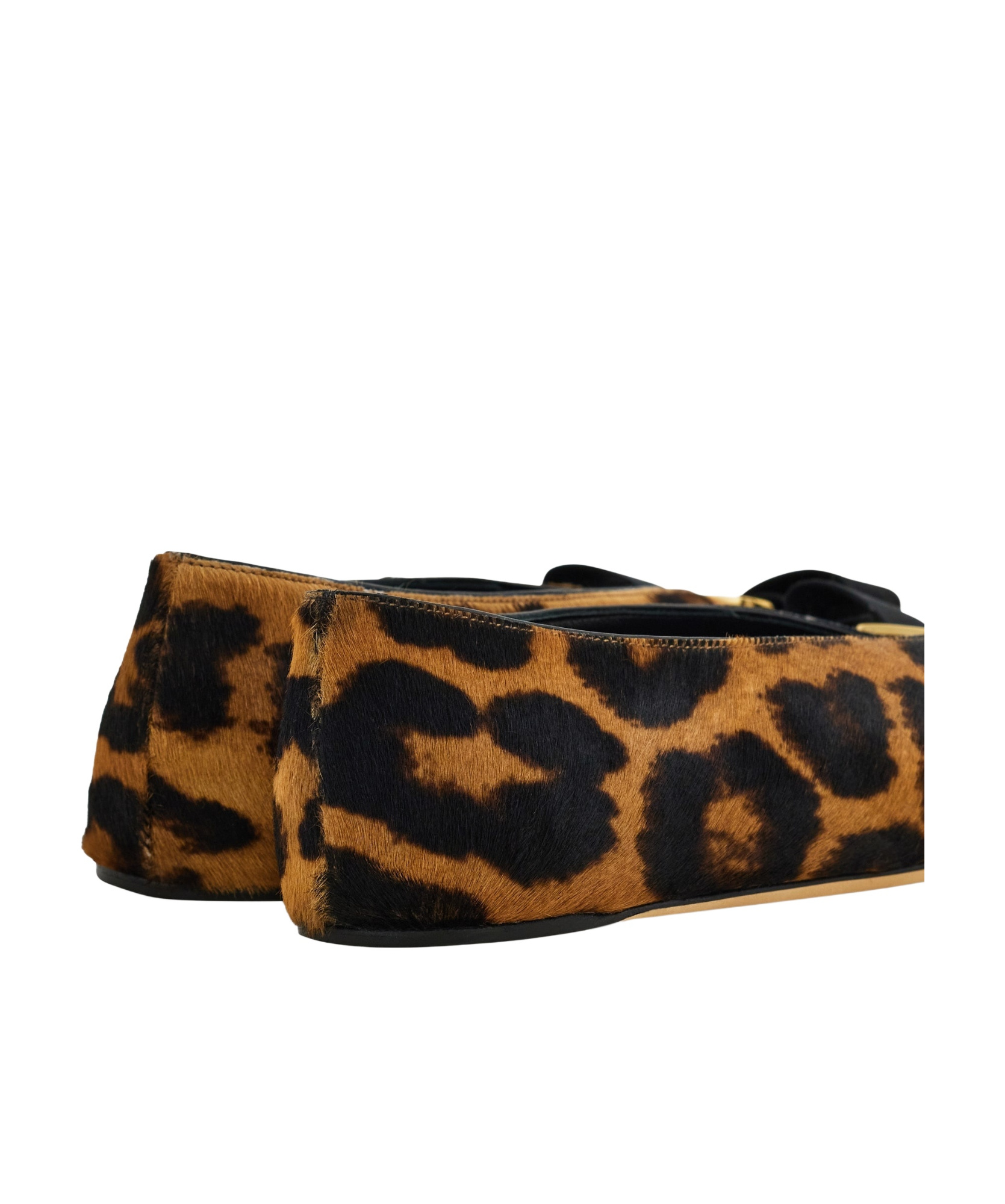 Ferragamo Horsehair Printed Vanna Ballet Flats In Black