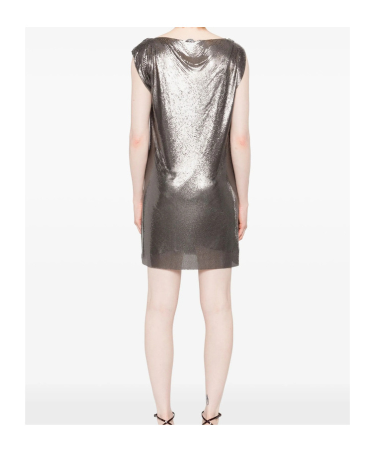 Versace Safety Pin Metal Mesh Mini Dress In Gray