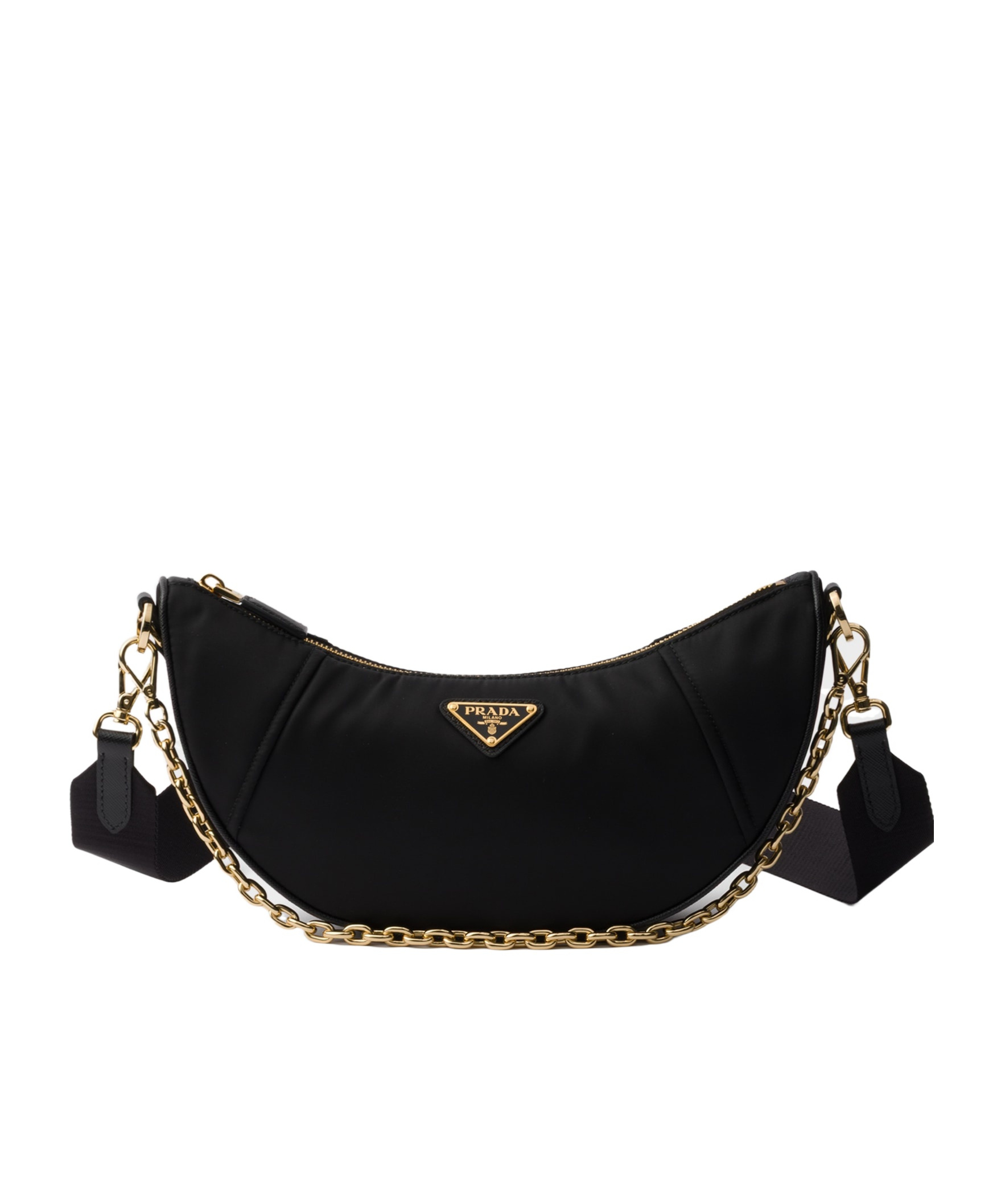 Prada Women's Re-nylondemi-lune Shoulder Bag In Black