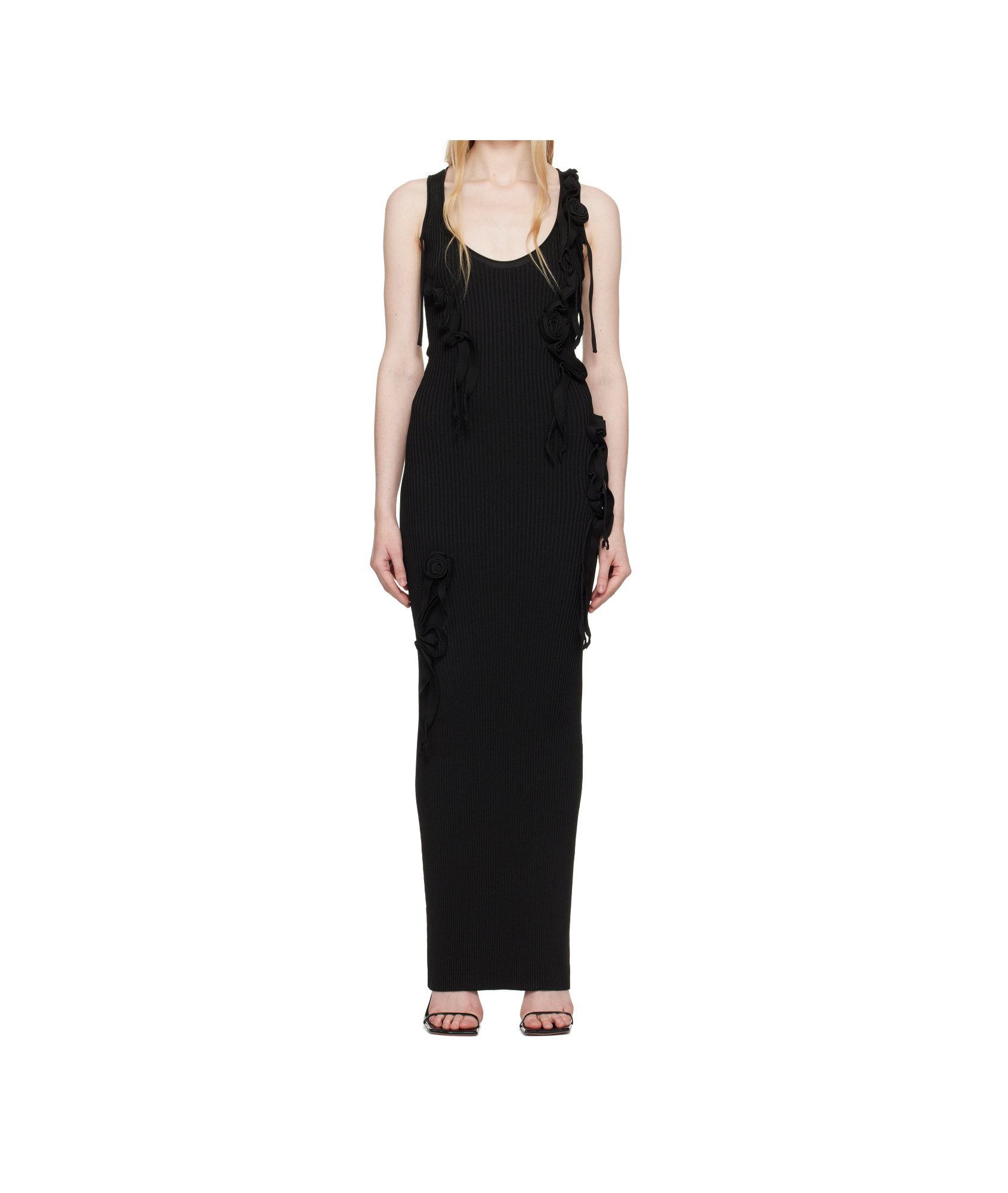 Coperni Black Knitted Ribbon Long Tank Maxi Dress In Black
