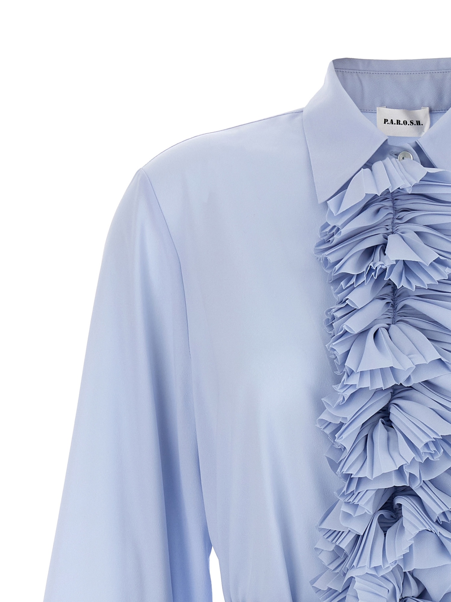 P.a.r.o.s.h Light Blue Shirt With Ruffles In Blue