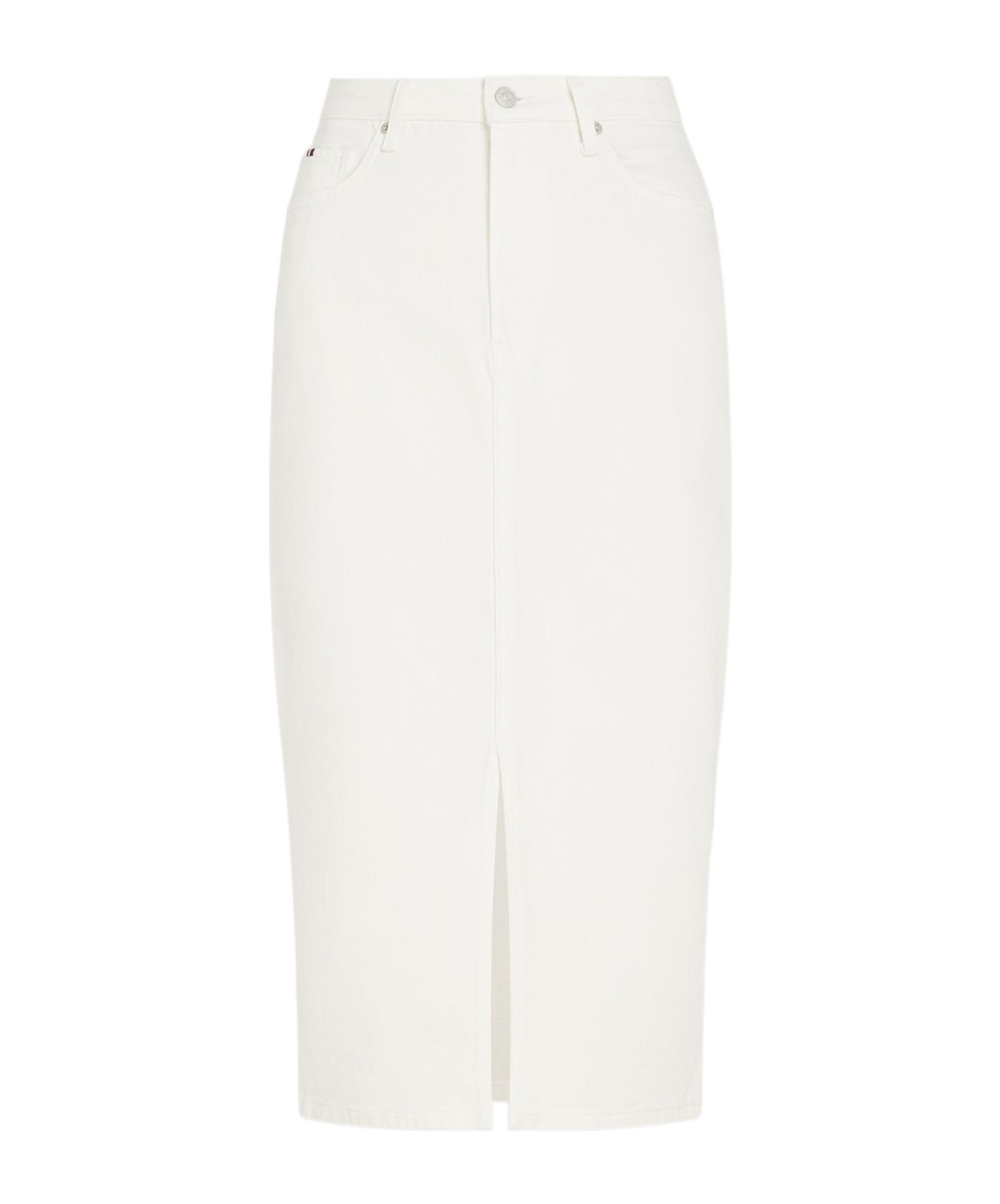 Tommy Hilfiger High-waisted Straight Midi Skirt In White