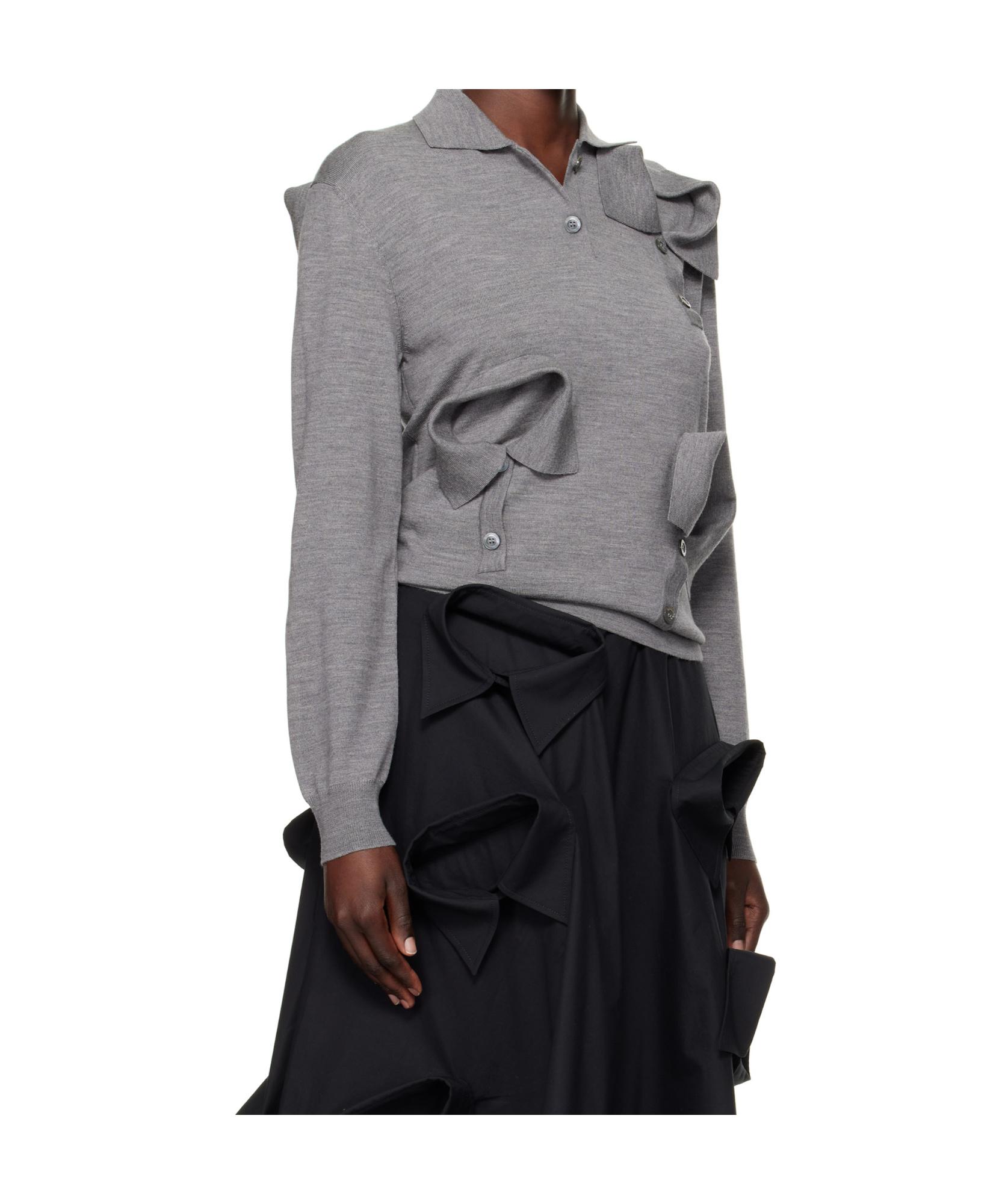 Moschino Gray Multi Collars Polo In Black