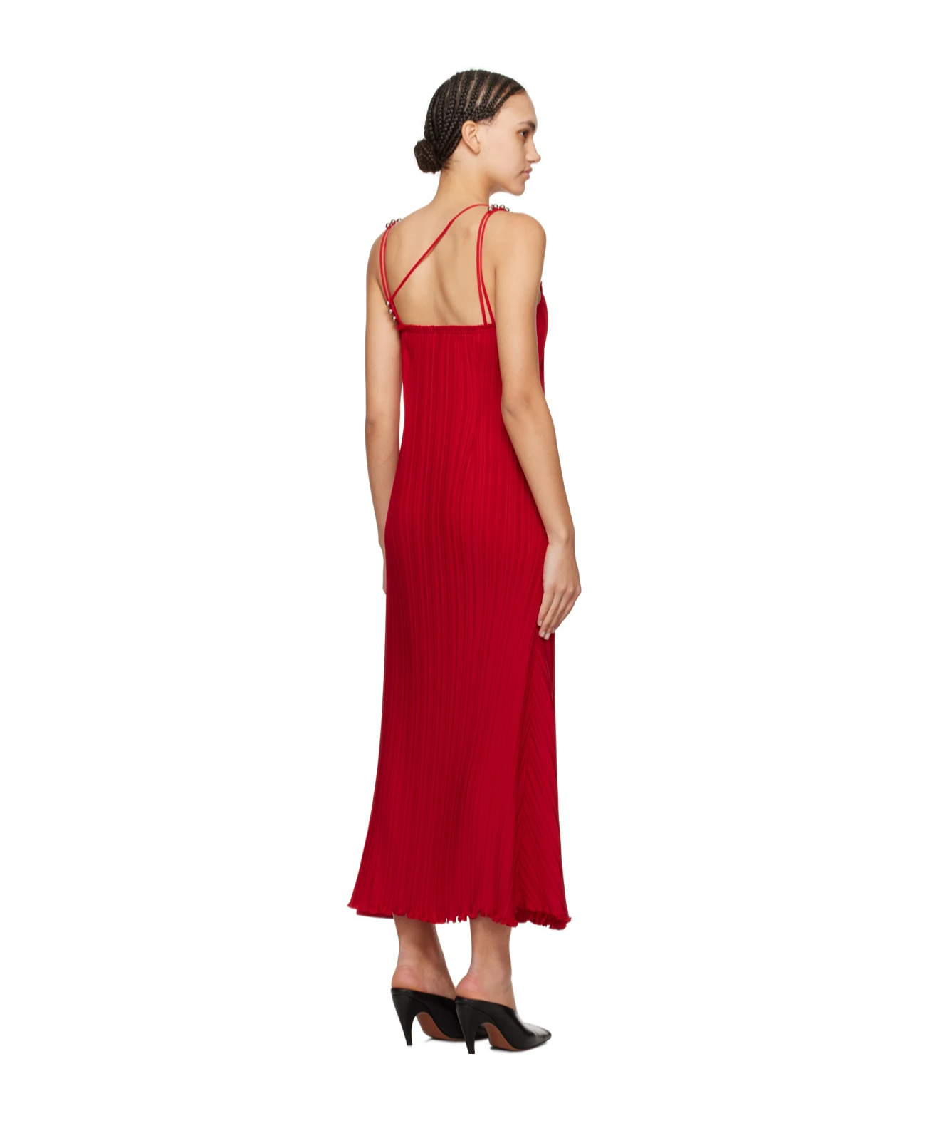 Lanvin Long Pleated Strapped Dress In Red